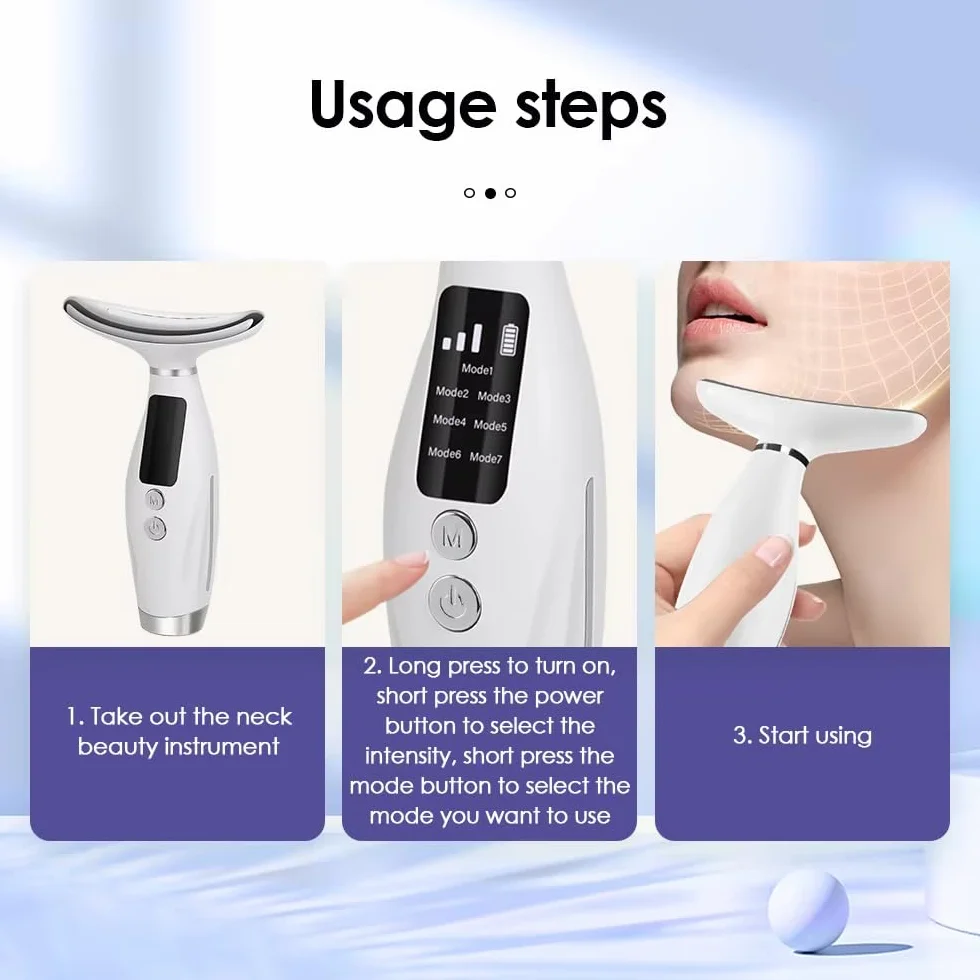 Elektryczny masażer do twarzy Lifting przeciwzmarszczkowy 5℃ Zimna i 45℃ Terapia ciepłem 6 trybów 4 diody LED EMS Gua Sha