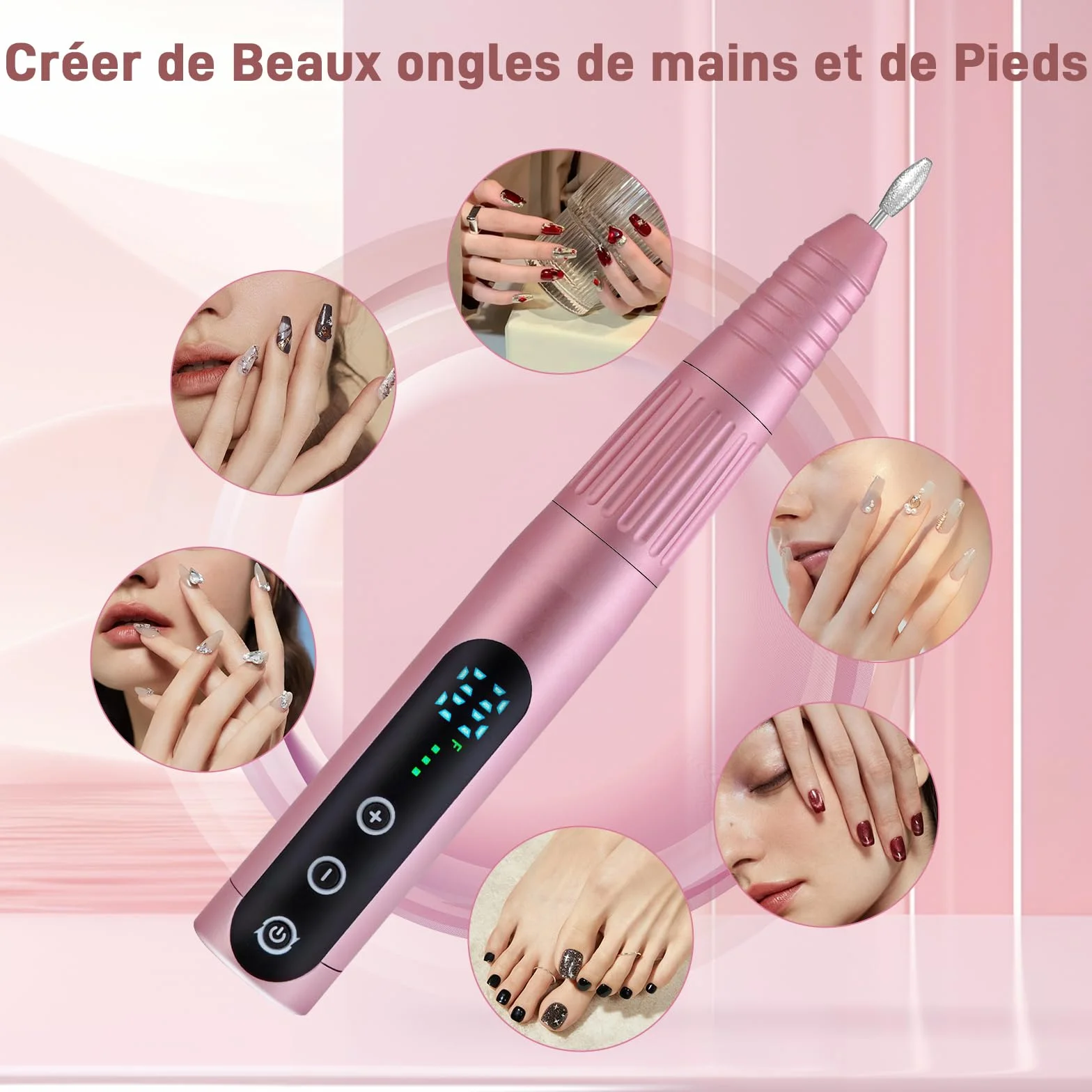 elektryczny pilnik do paznokci 35000RPM, bezprzewodowy ładowalny pilnik do paznokci, profesjonalna elektryczna frezarka do paznokci do żelu akrylowego do manicure i pedicure DIY, przenośny do