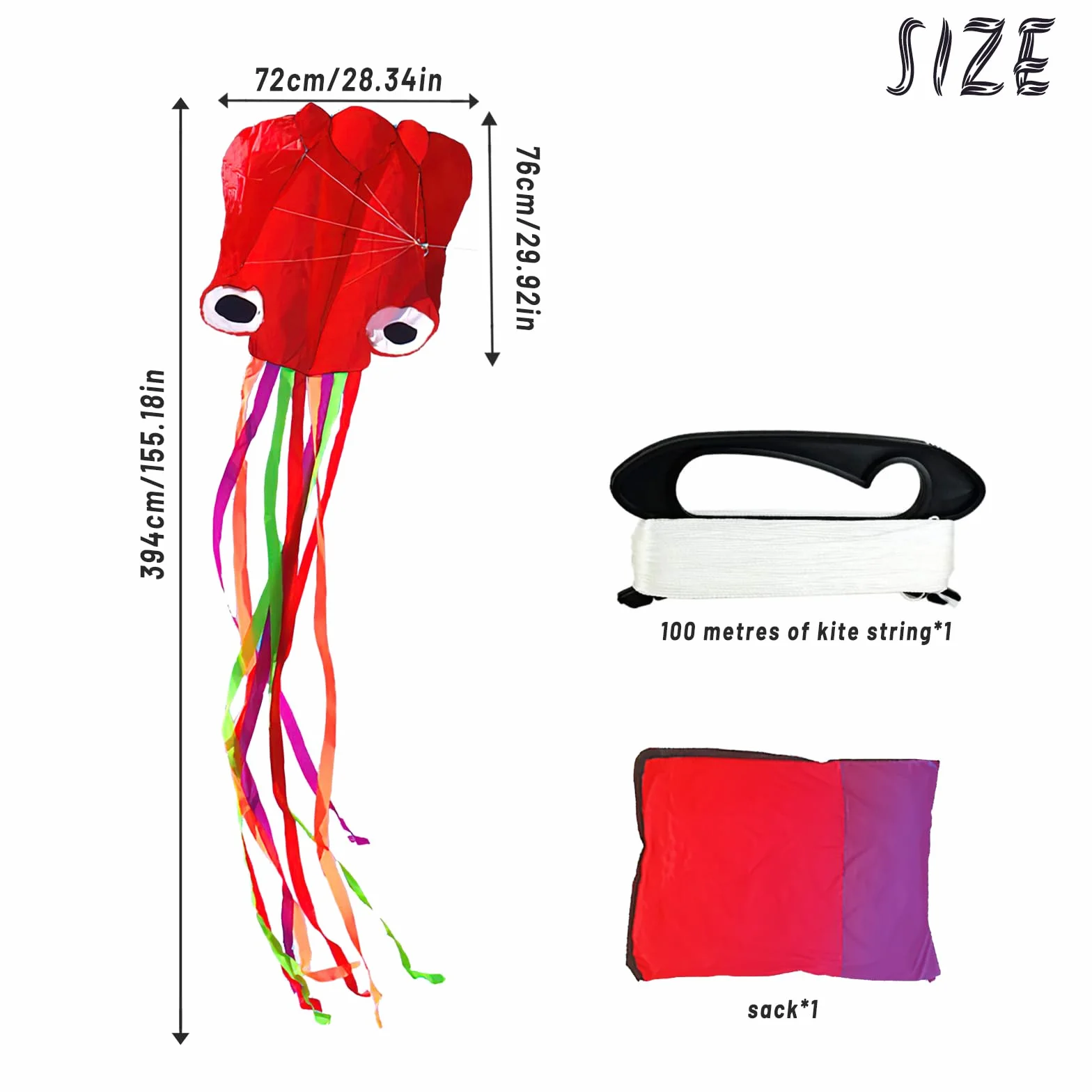 duży latawiec Octopus, wkładka do latawca dla dzieci, latawiec, gra dla dorosłych, dzieci od 10 lat, w zestawie ze sznurkiem (niebieski) (czerwony)