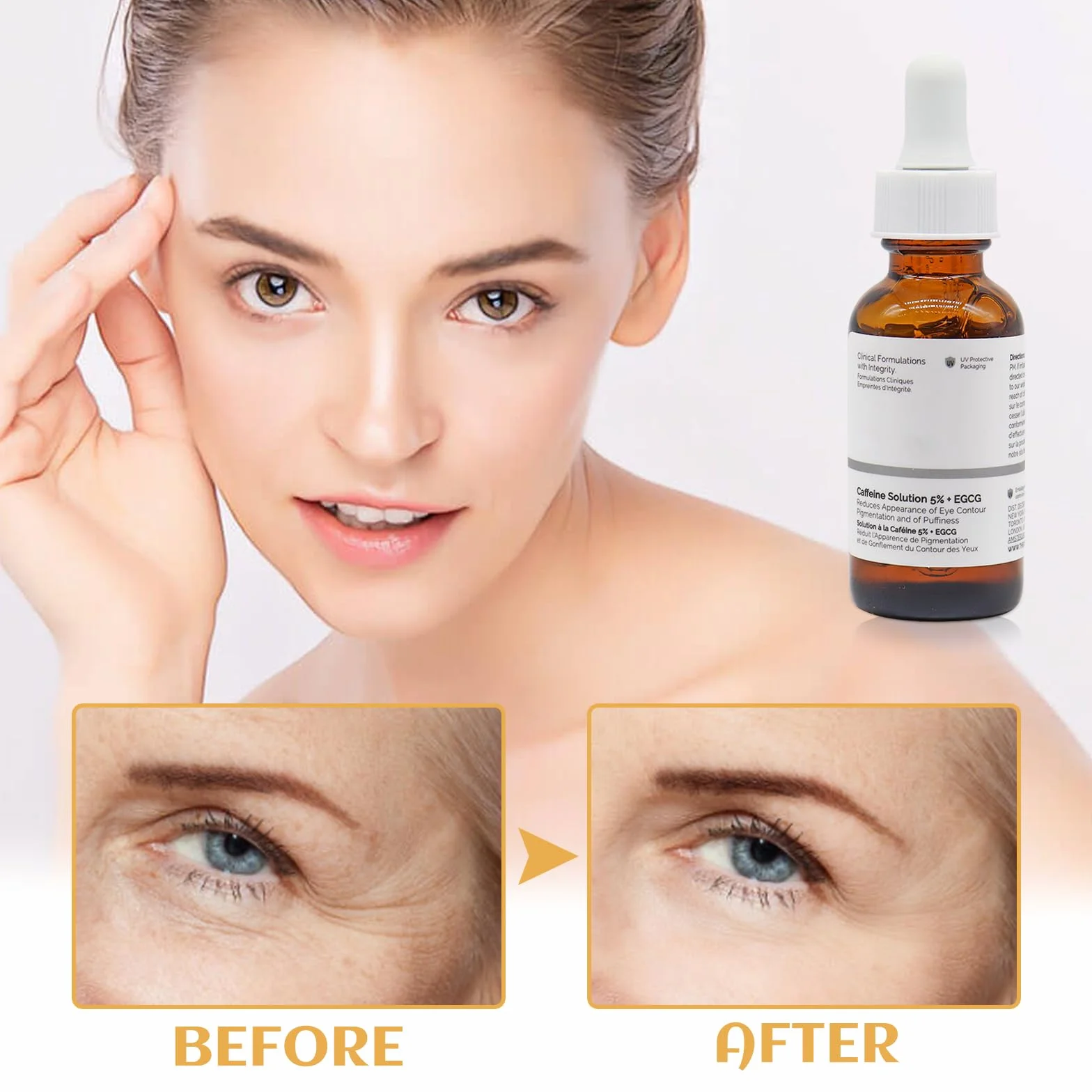 Serum do oczu z kofeiną 5% + EGCG, krem pod oczy przeciwko cieniom i opuchniętym oczom