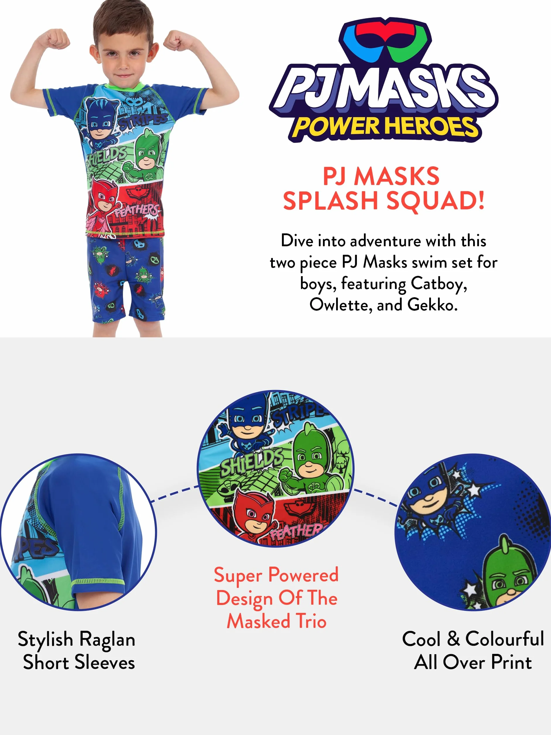 PJ Masks Dwuczęściowy kostium kąpielowy dla chłopców