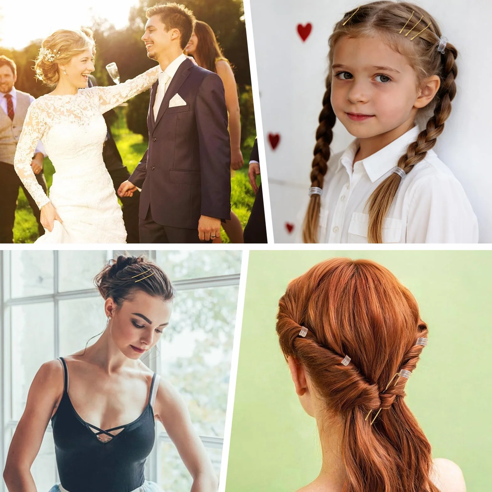 985 sztuk spinek do włosów Bobby Pins, 5-7 cm, złote spinki do włosów, francuskie spinki do włosów dla kobiet, dziewcząt, zestaw gumek do włosów z pudełkiem do przechowywania