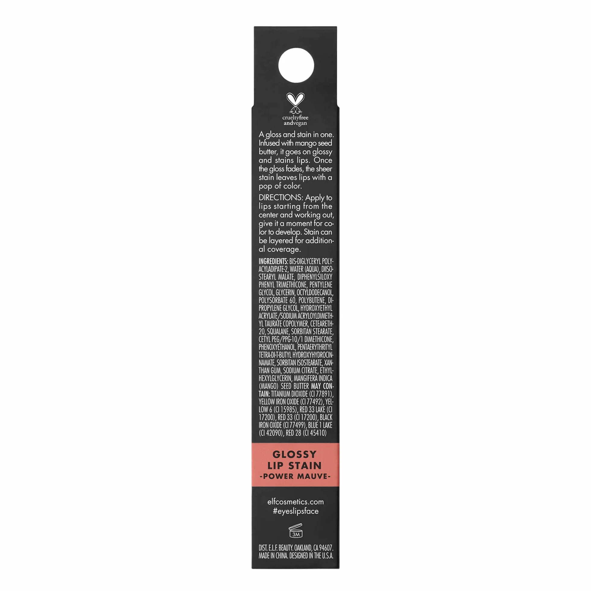 e.l.f. Cosmetics Glossy Lip Stain, Lightweight, Long Wear Lip Stain For A Sheer Pop Of Colour & Subtle Gloss Effect, Power Mauves