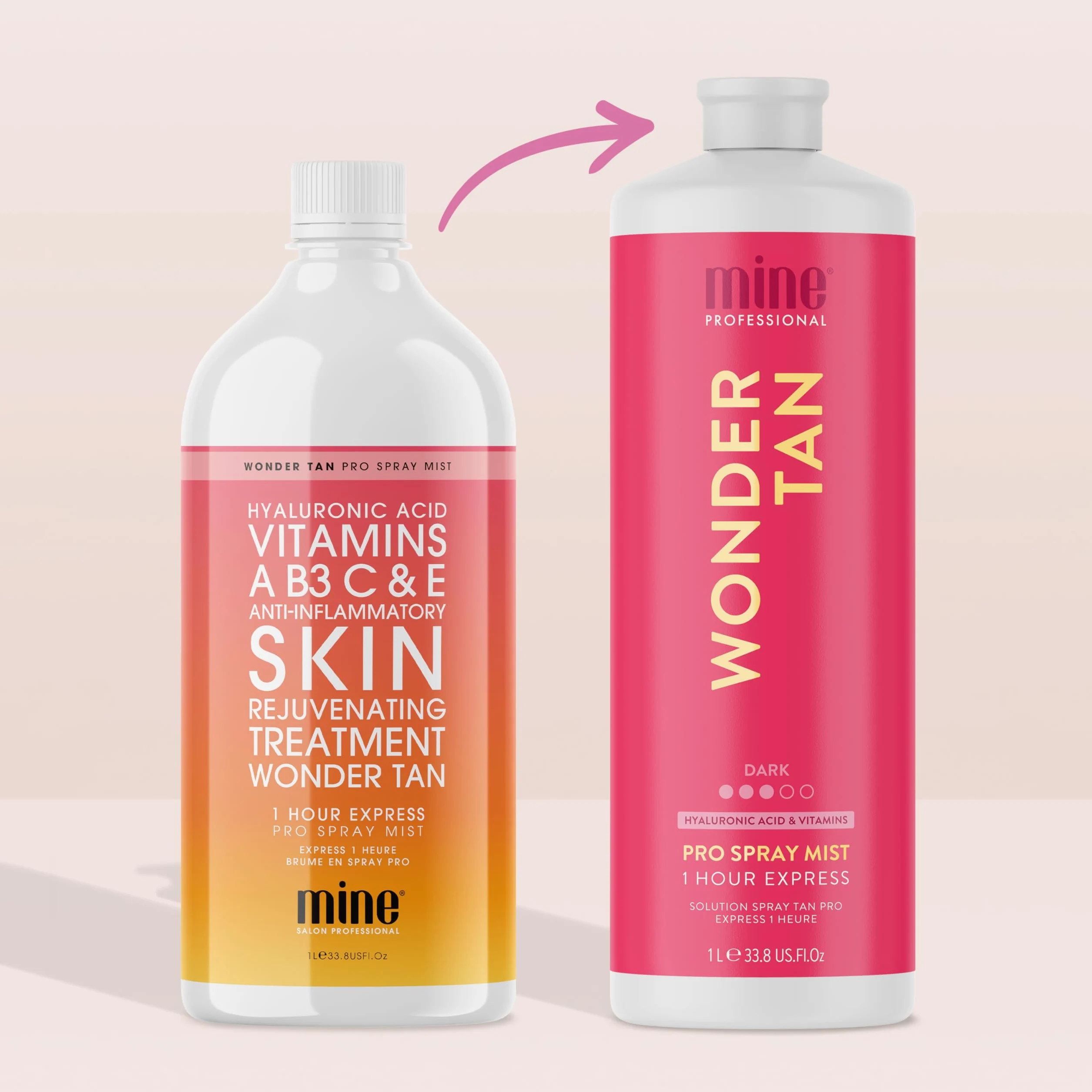 MineTan Wonder Tan Premium Spray do opalania z kwasem hialuronowym i witaminami, formuła ekspresowa 1h