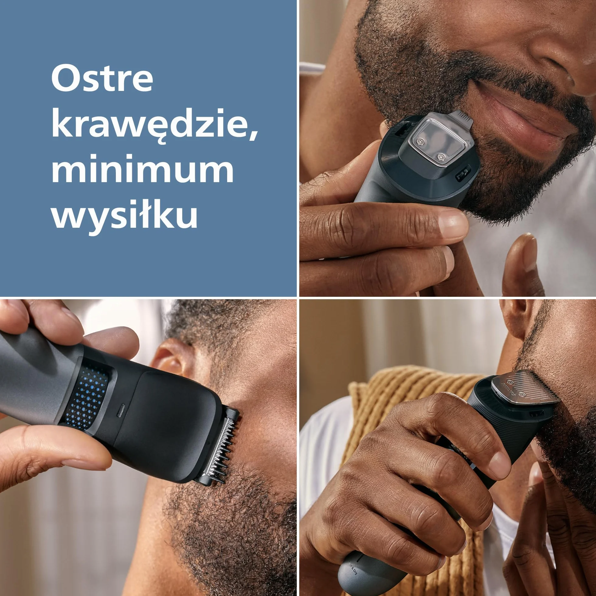 Philips Trymer do brody Seria 7000 BT7660/15, samoostrzące się metalowe ostrza, 40 ustawień długości, BeardSense, wodoodporny