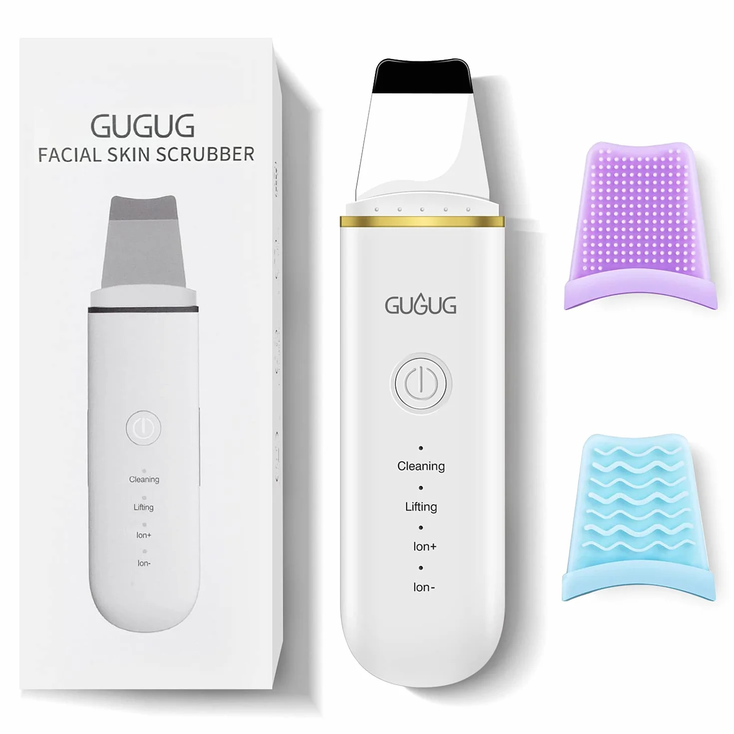 Skin Scrubber - Skin Spatula, Blackhead Remover Pore Cleaner with 4 Modes, Facial Scrubber Spatula, Comedones Extractor for Facial Deep Cleansing białe złoto