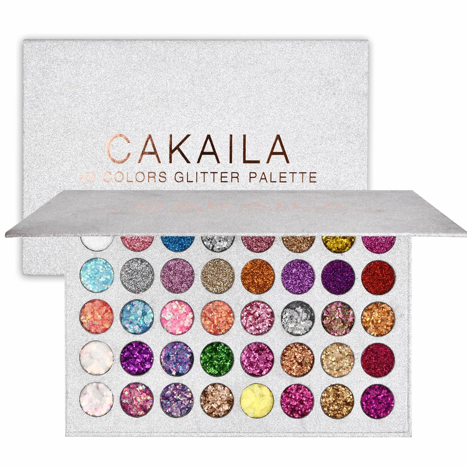 Jinlaili Paleta cieni do powiek z brokatem, 40 kolorów, paleta cieni do powiek, połyskujące, błyszczące, trwałe, wodoodporne, paleta do makijażu