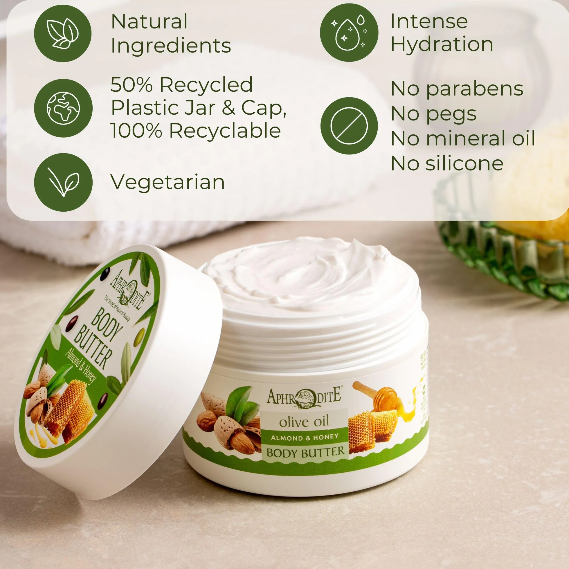 Aphrodite Comforting Body Butter z migdalami i miodem Organiczne maslo do ciala 200 ml