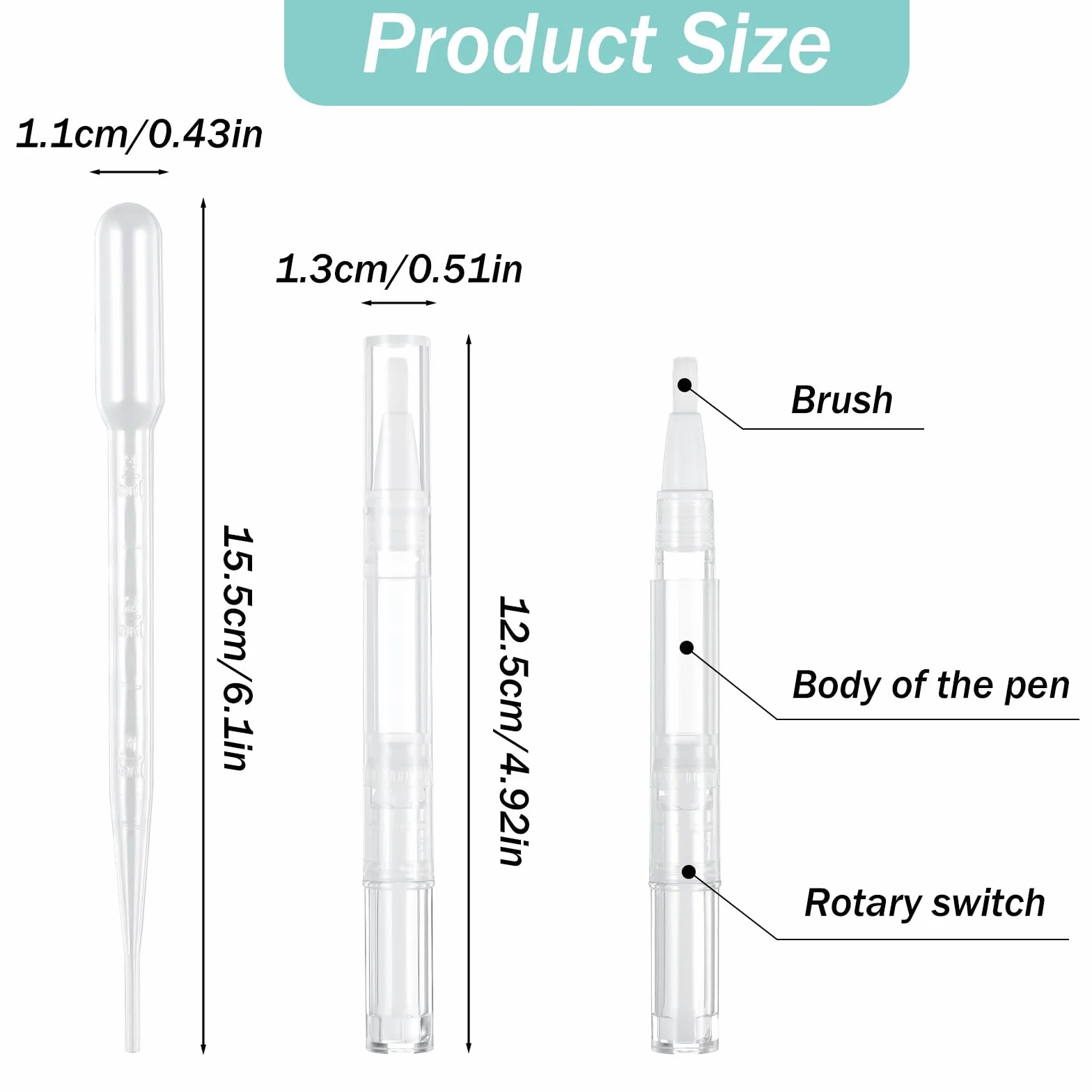 6 sztuk 3 ml pisaki olejowe do skórek z 4 pipetami transferowymi, do samodzielnego wykonania balsamu do ust i wzrostu rzęs