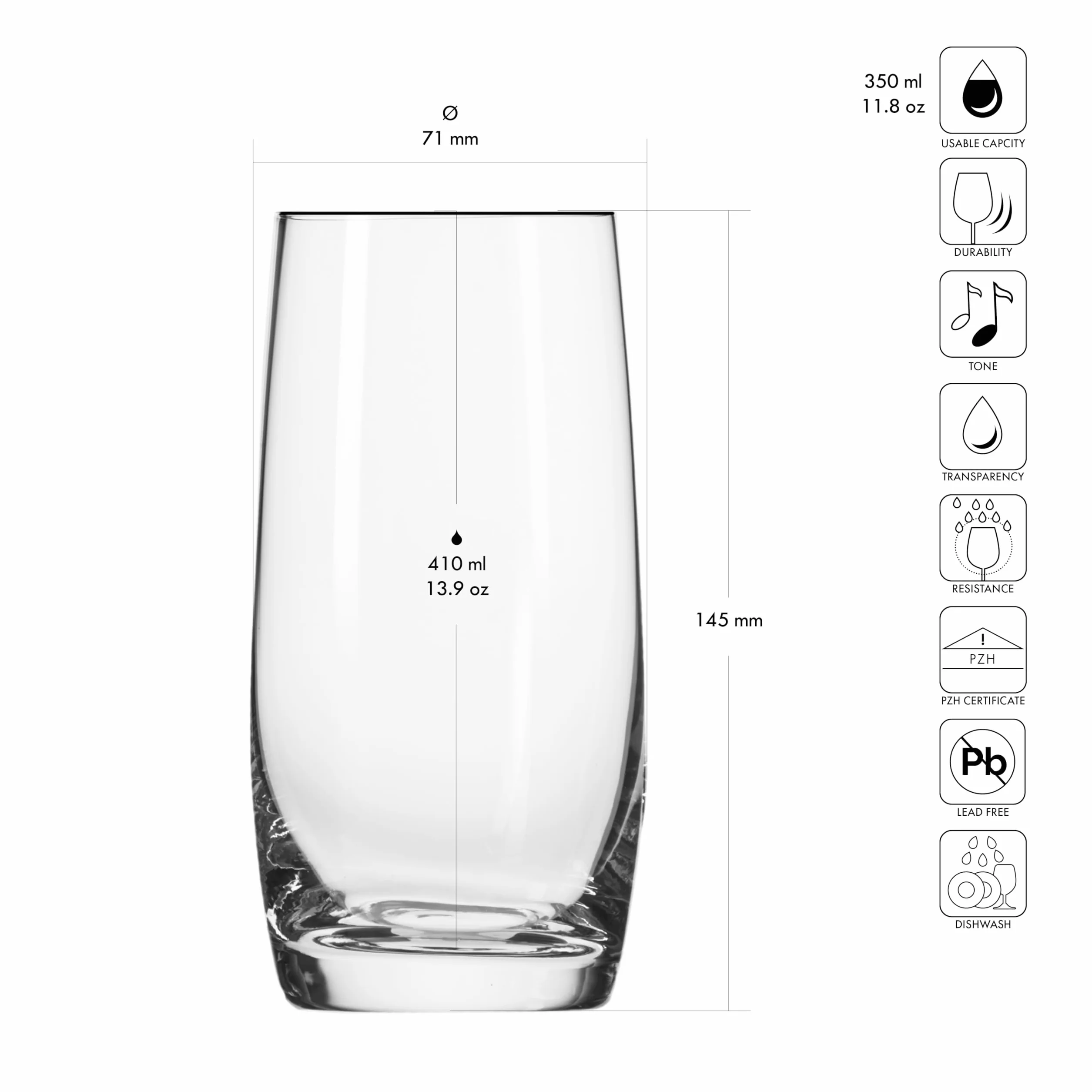 KROSNO Szklanki do Drinków, Wody, Soków i Innych Napojów | Zestaw 6 Szklanek | 410 Ml | Kolekcja Blended | Idealne do Domu, Restauracji i na Przyjęcia | Można Myć w Zmywarce