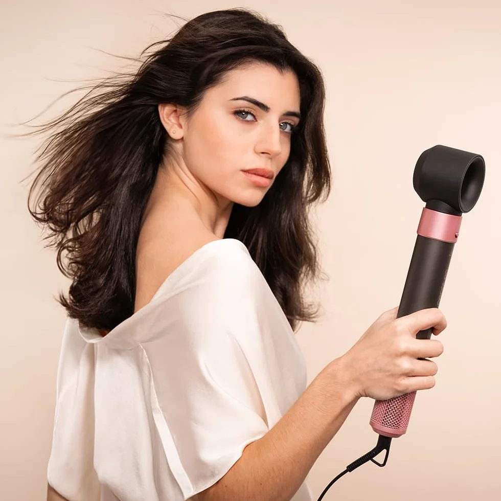 Cecotec - Brosse Soufflante CeramicCare AirGlam Black 1400 W, technologia Coanda, 3 prędkości, 3 temperatury, inteligentna kontrola ciepła, 110 000 obr./min