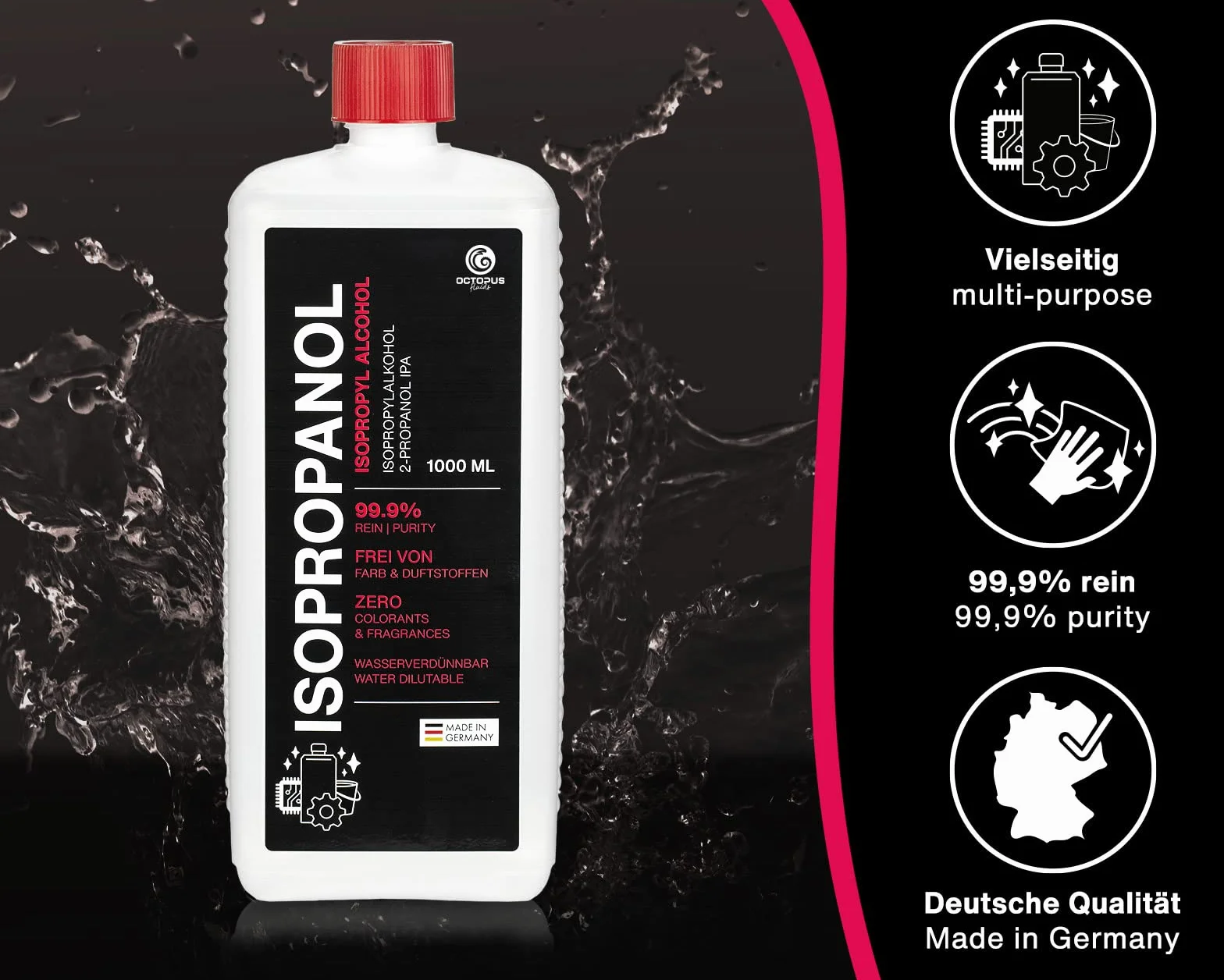 alkoholowy środek czyszczący izopropanol 99,9% alkohol izopropylowy 2-propanol IPA 500 ml uniwersalny środek do odtłuszczania