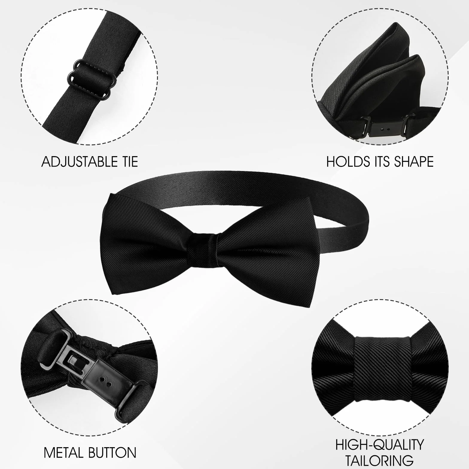 Muszka w stylu Pre Tie klasyczna męska muszka na formalne przyjęcia weselne, solidna muszka do smokingu w stylu vintage, dla dorosłych i dzieci