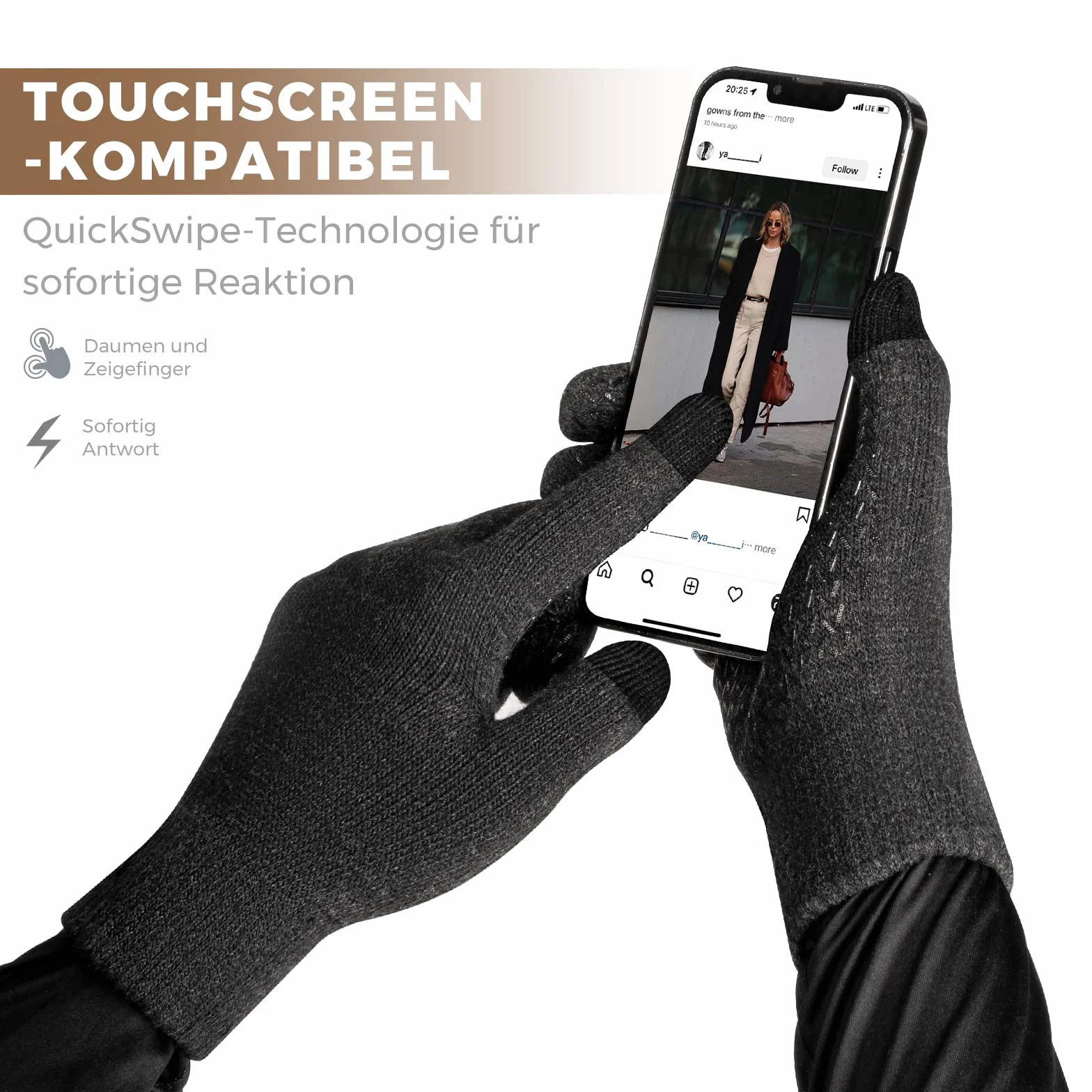 Rahhint Rękawiczki Thermo Wool Touchscreen Damskie Męskie Zimowe Ciepłe, odpowiednie do uprawiania sportów halowych
