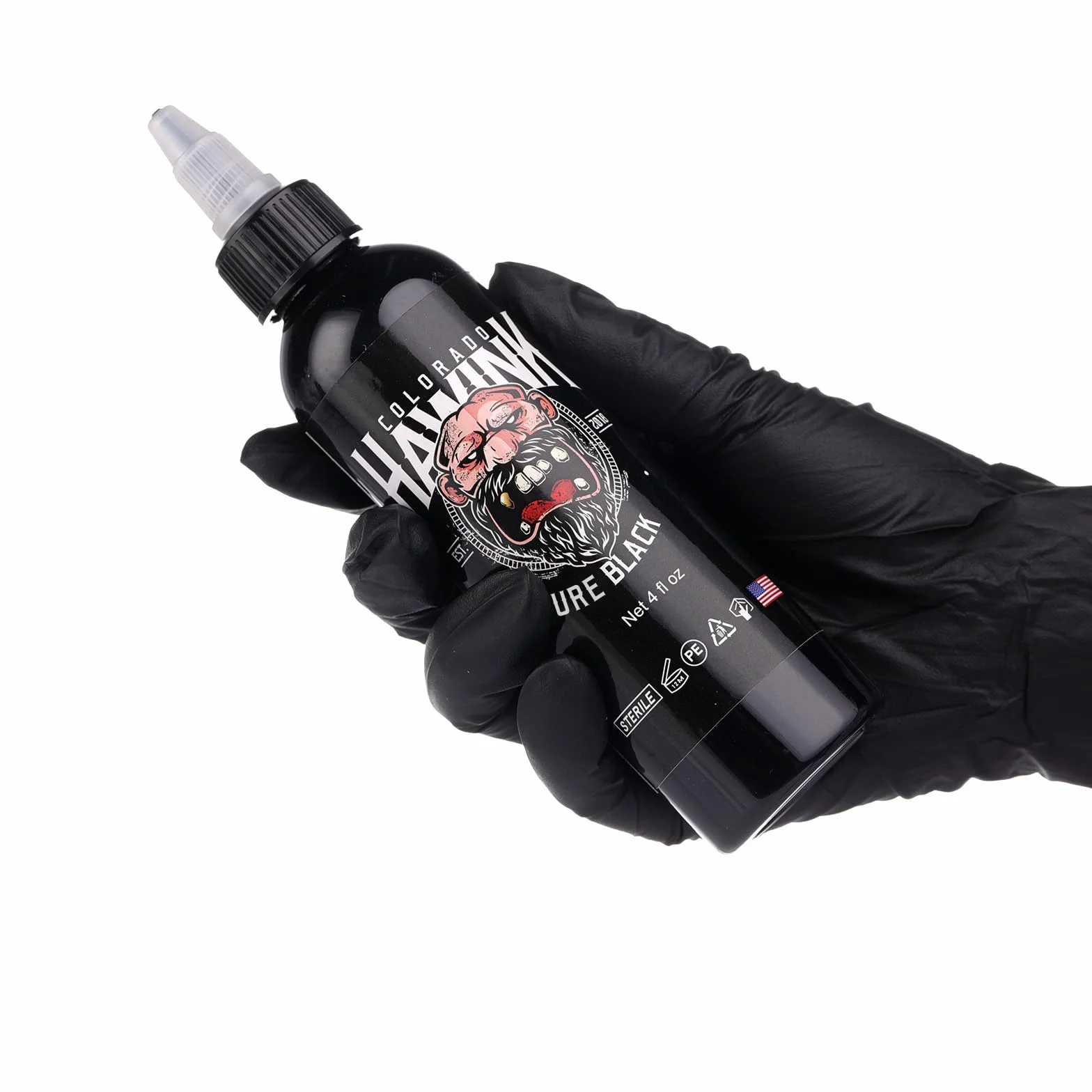 HAWINK Tusz do Tatuażu Black Professional 120ml (4oz) Przyjazny dla Wegan, Standard USA, Pigmentowy Tusz do Tatuażu, Czysty Czarny TI203-120-001
