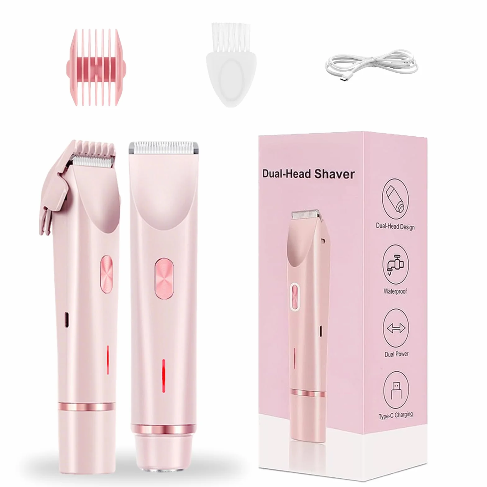 Intimrasierer für Frauen, 2-in-1 Dual Head Elektrischer Rasierer Damen Intimbereich Pro, 2 w 1, podwójna głowica, elektryczna golarka damska