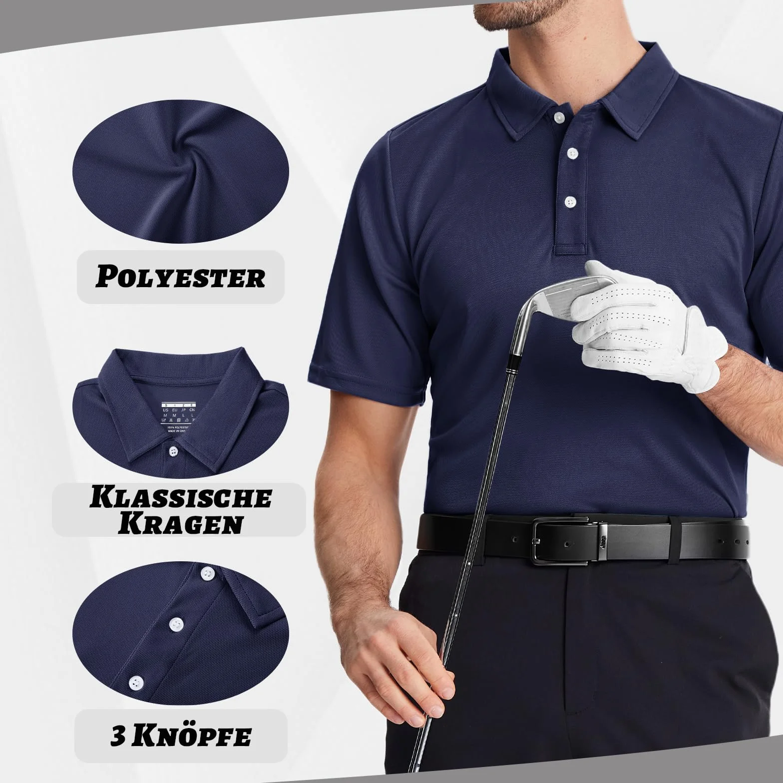 KEFITEVD Męskie Szybkoschnące Koszulki Polo z Krótkim Rękawem na Zajęcia na świeżym Powietrzu Golf T-shirt Turystyczny Poliester Wygodny z Guzikiem
