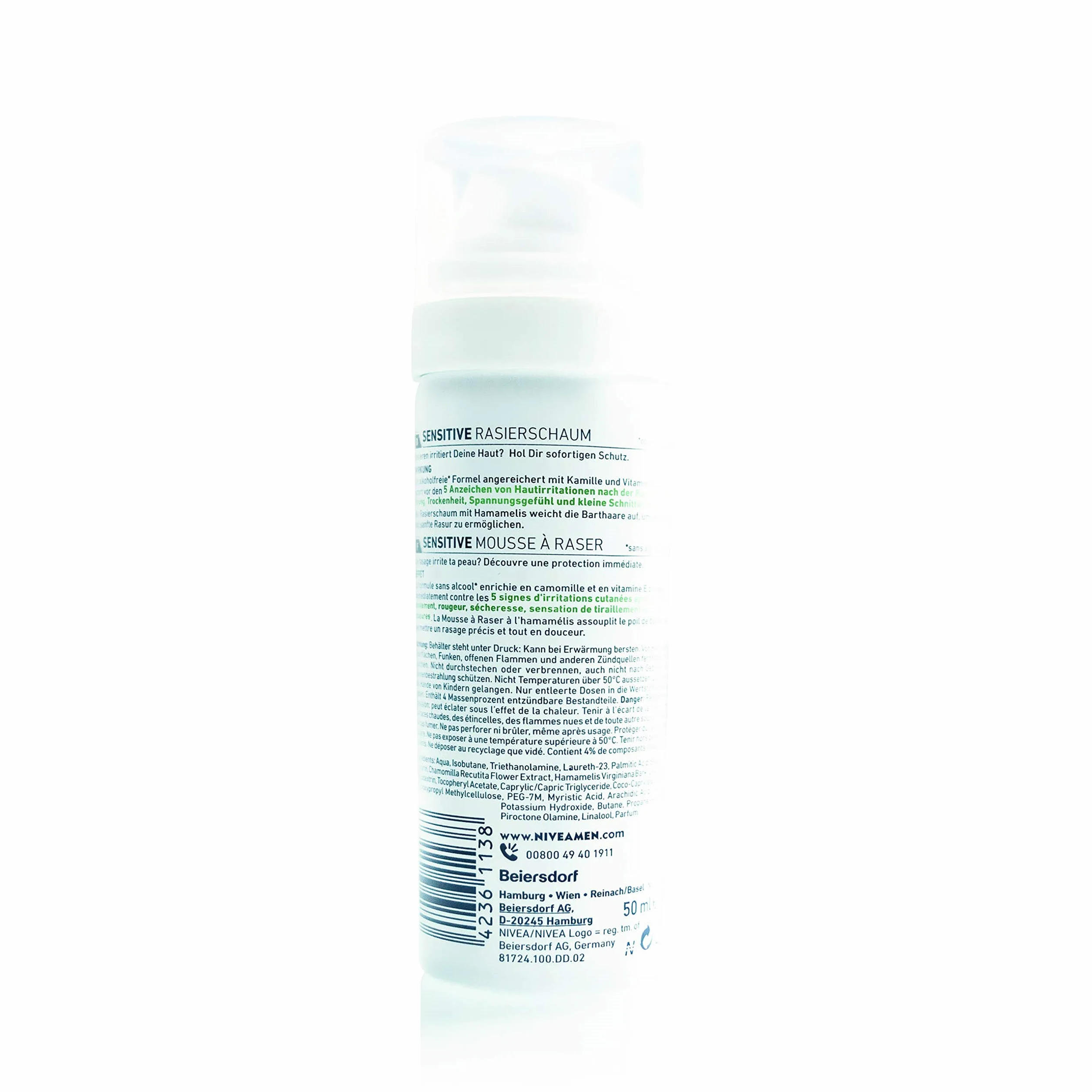 Nivea Sensitive mini pianka do golenia, 5 x 50 ml, pielęgnacja golenia, pianka do golenia, rozmiar ryżowy