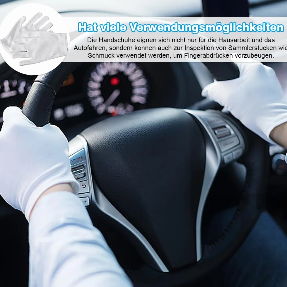 Białe bawełniane rękawiczki, 20 par rękawic nawilżających, białe rękawice robocze na atopowe zapalenie skóry, nawilżające, kosmetyczne, do spa, do inspekcji