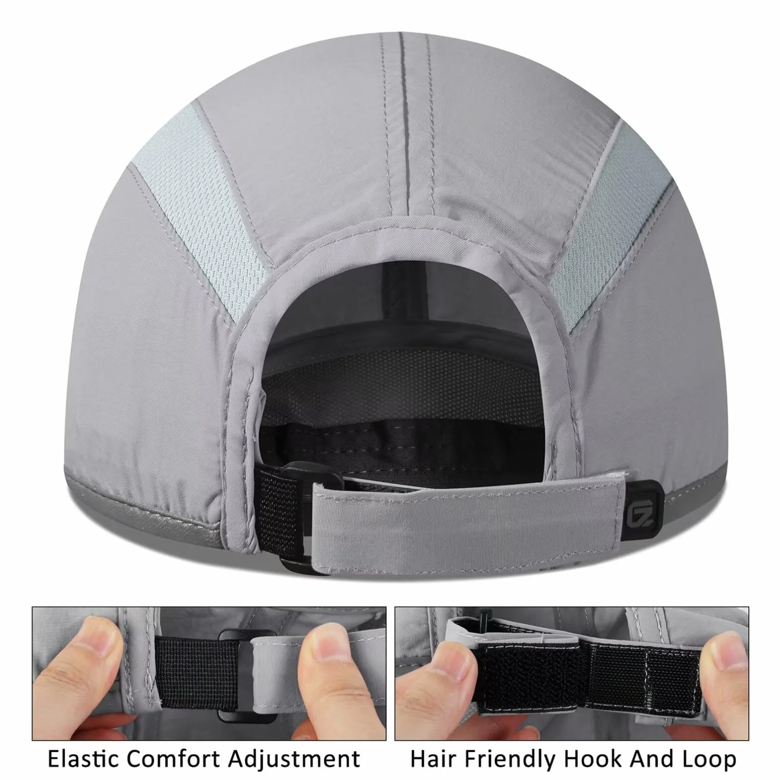 GADIEMKENSD UPF50+ Quick Dry Sports Hat Lightweight Breathable Soft Outdoor Running Cap (Folding Series, Light Grey)