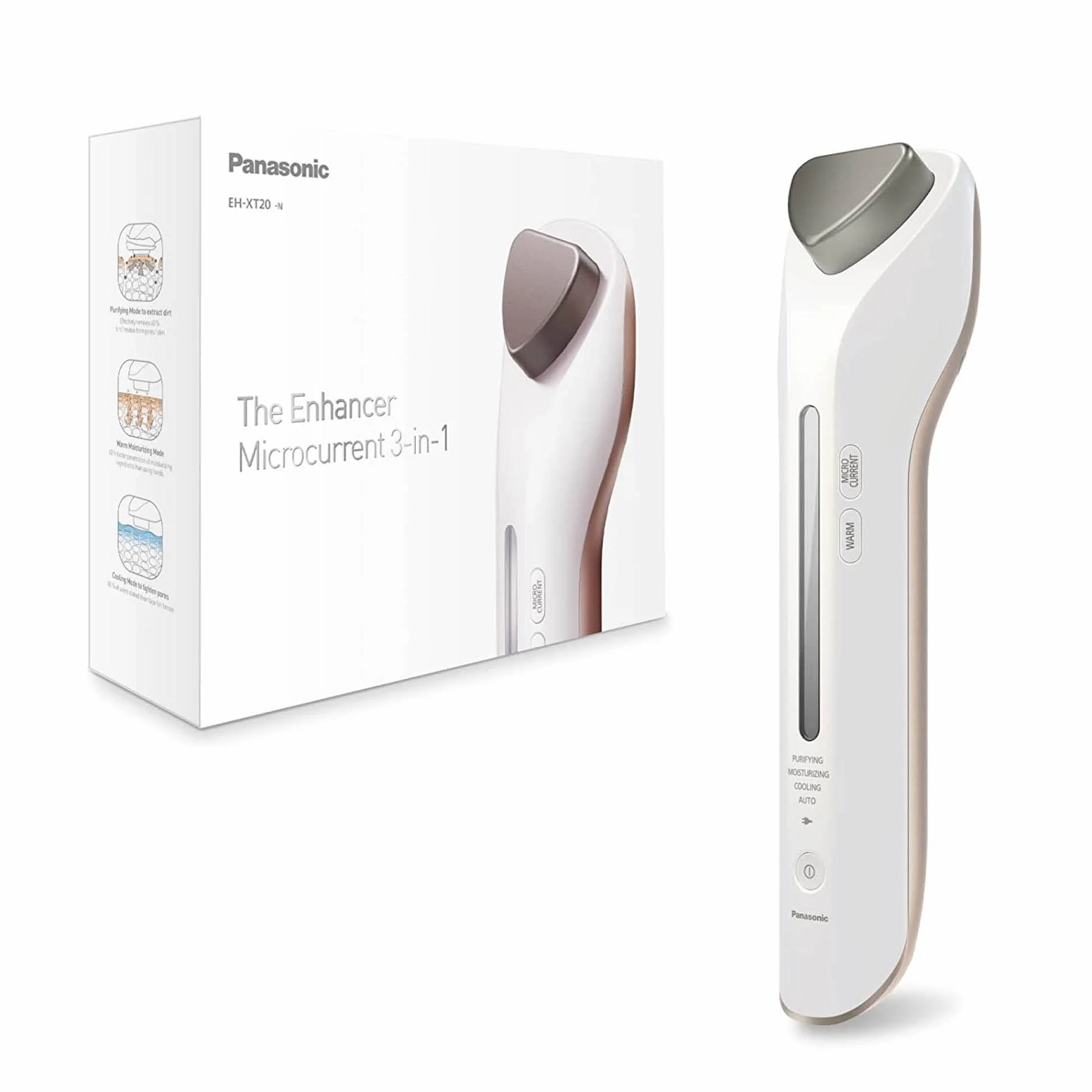Panasonic EH-XT20 Stymulator mikroprądowy (ergonomiczna hipoalergiczna głowica 3 w 1 z tytanu, nasadka ochronna)