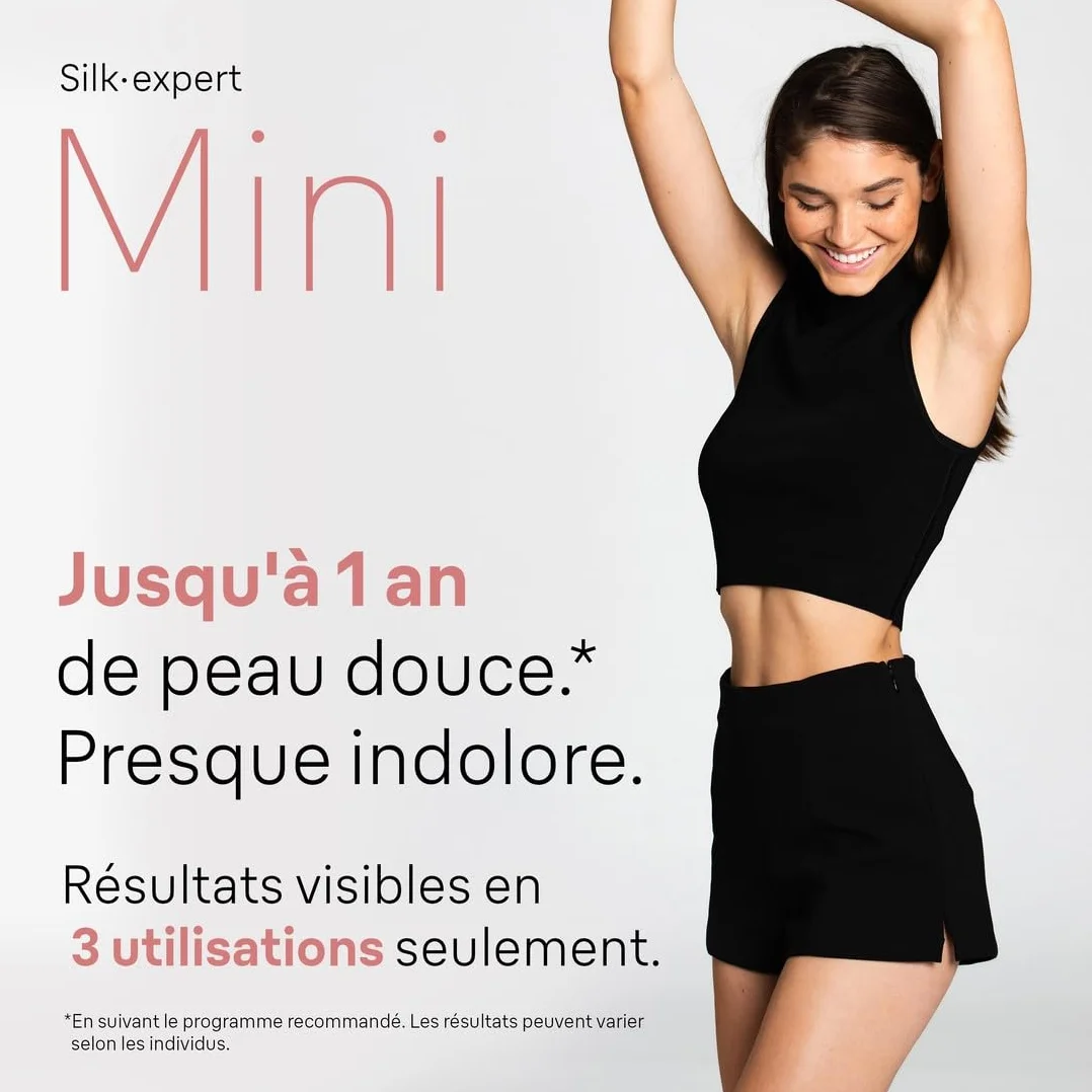 Braun Silk · Expert Mini PL1014, depilator światłem pulsującym, półtrwałe usuwanie włosów, alternatywa dla laserowej do 1 roku miękkiej skóry, kompaktowy format biało-różowy, z torbą podróżną