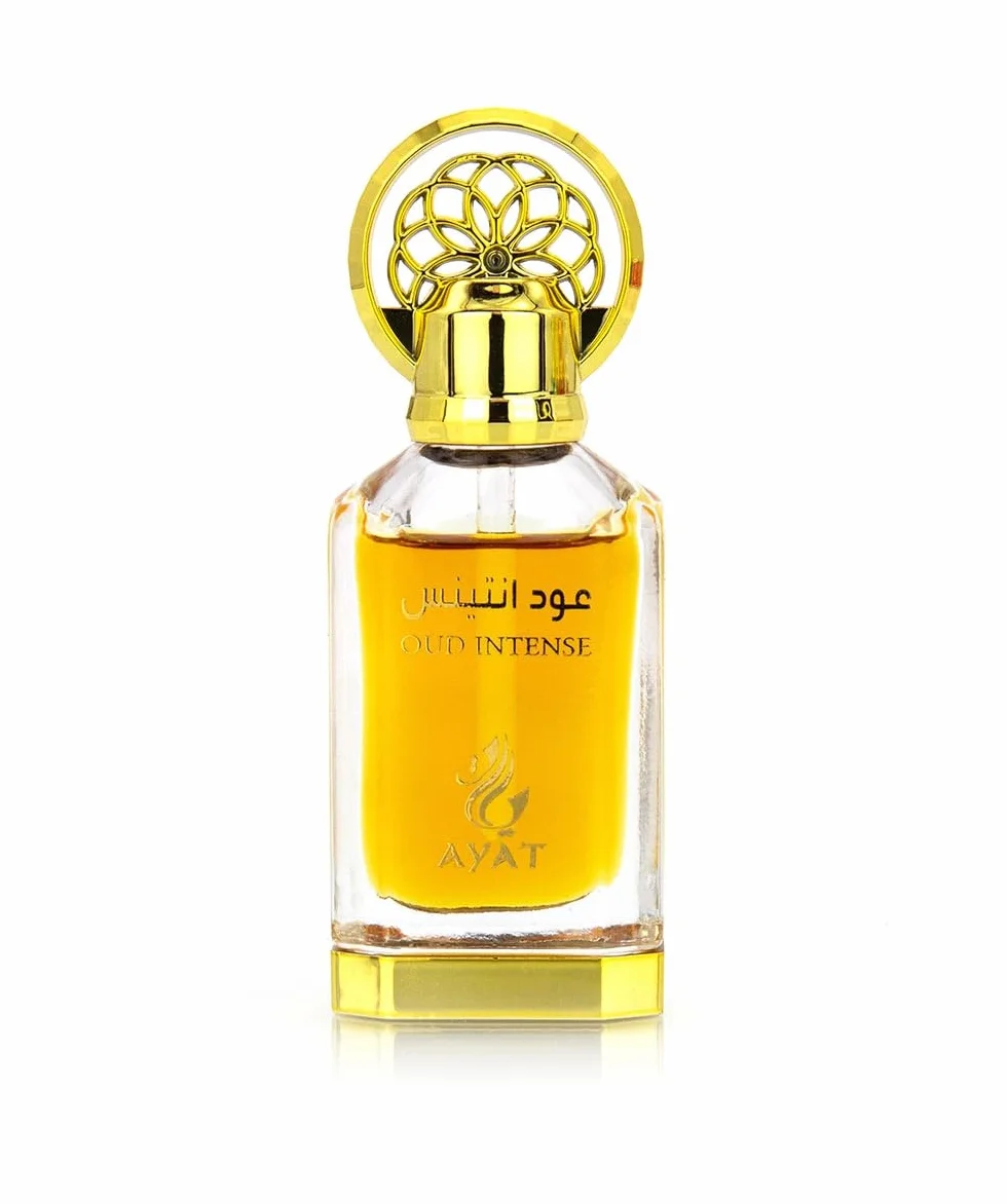 Ayat Perfumes - Olejek perfumowany 12 ml - Bezalkoholowy ekstrakt z perfum, wysokiej jakości piżmo, unisex, orientalny, arabski, Oud, Naturalny, Amber - Dubajski zapach (Oud Intense 12ml)