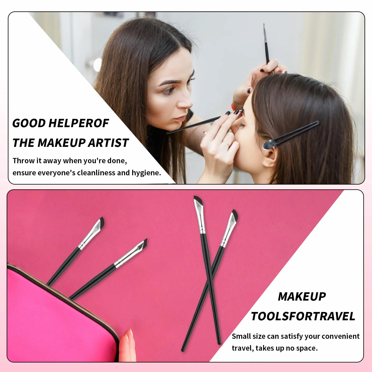 Zestaw pędzli do eyelinera, 3 szt. pędzelków sierpowatych do eyelinera, ultracienkich kątowych pędzli do eyelinera, korektora do brwi, konturówki do oczu, narzędzie kosmetyczne do pudru, żelu, kremu,