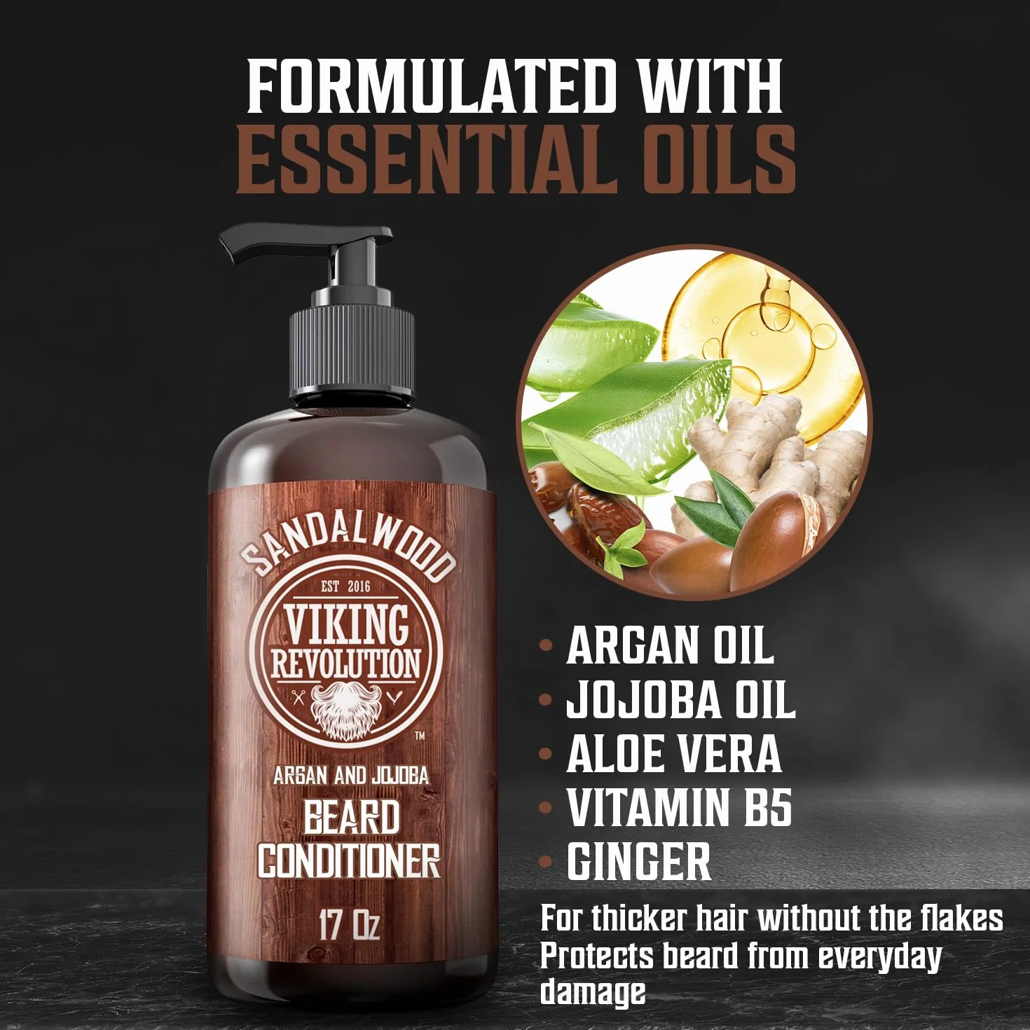 Viking Revolution - Szampon do brody - Pielęgnacja brody dla mężczyzn z olejkiem arganowym i jojoba - zmiękcza i wzmacnia - Zapach z drzewa sandałowego - 500 ml