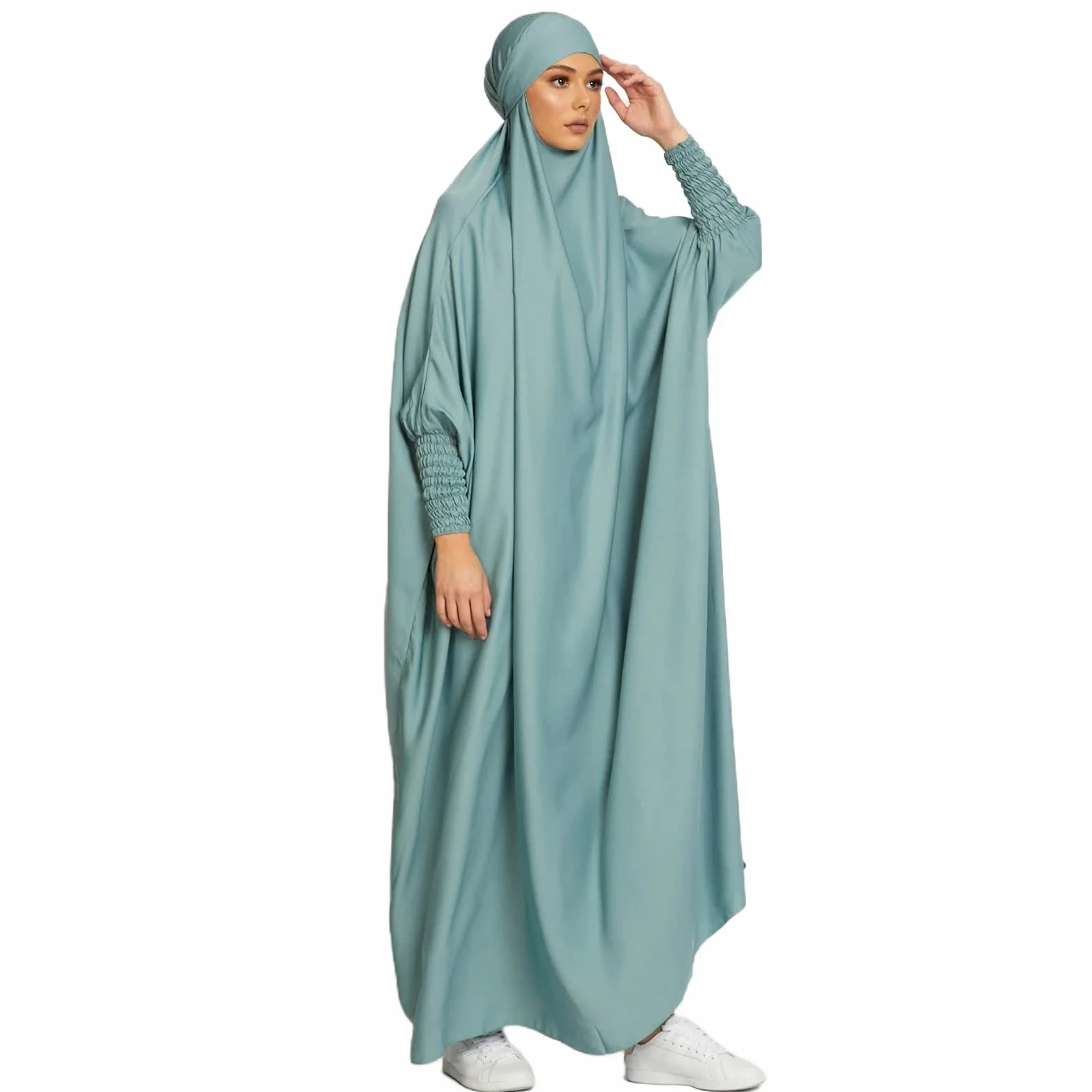 BRONG Sukienka Muzułmańska, Sukienka Modlitewna, Jilbab, Sukienka Maxi z Hidżabem