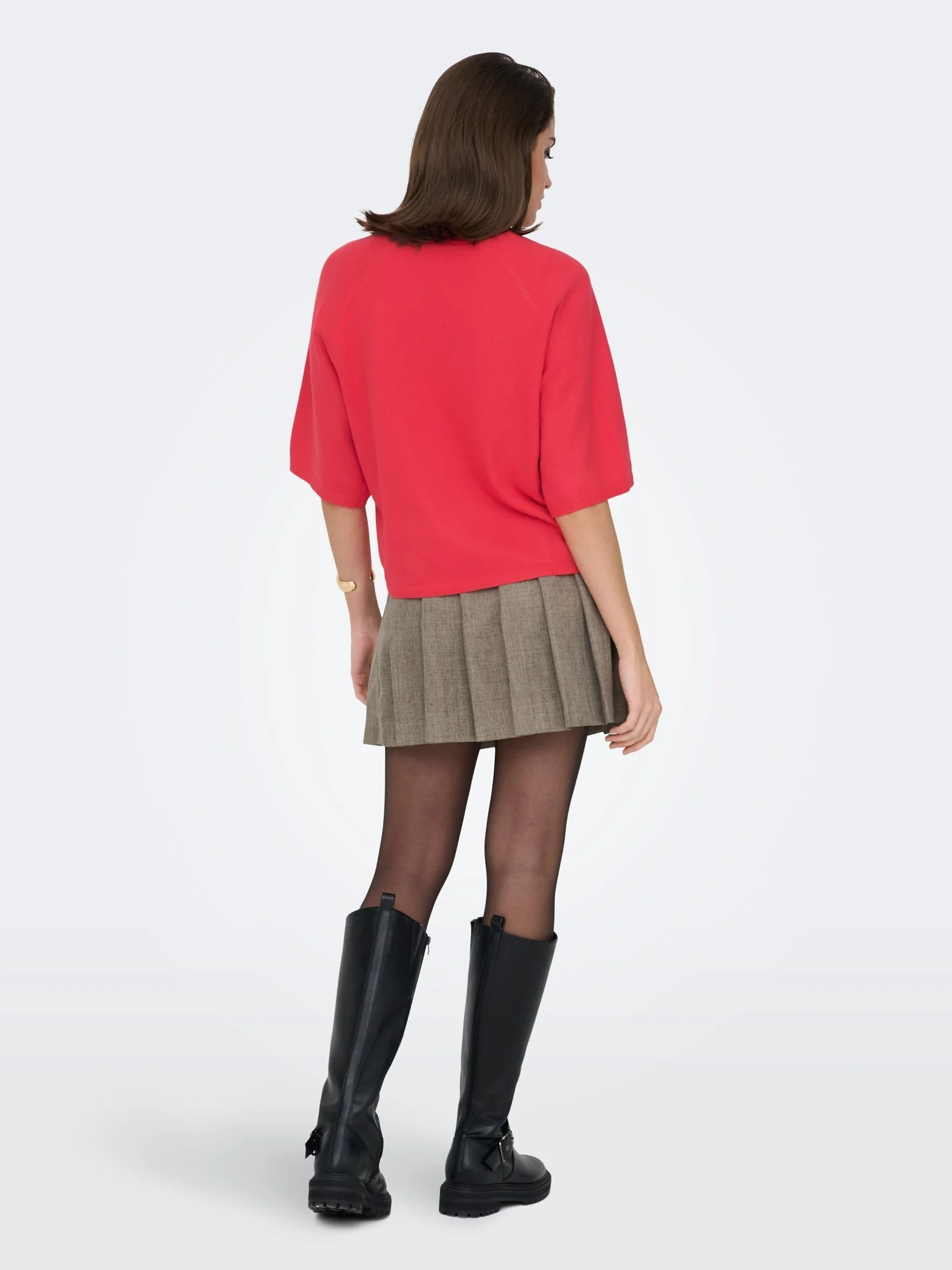 ONLY Onlloyal Knt Nca sweter z okrągłym dekoltem 3/4, czerwono-mars czerwony, M damski, Czerwony – Mars Red, M