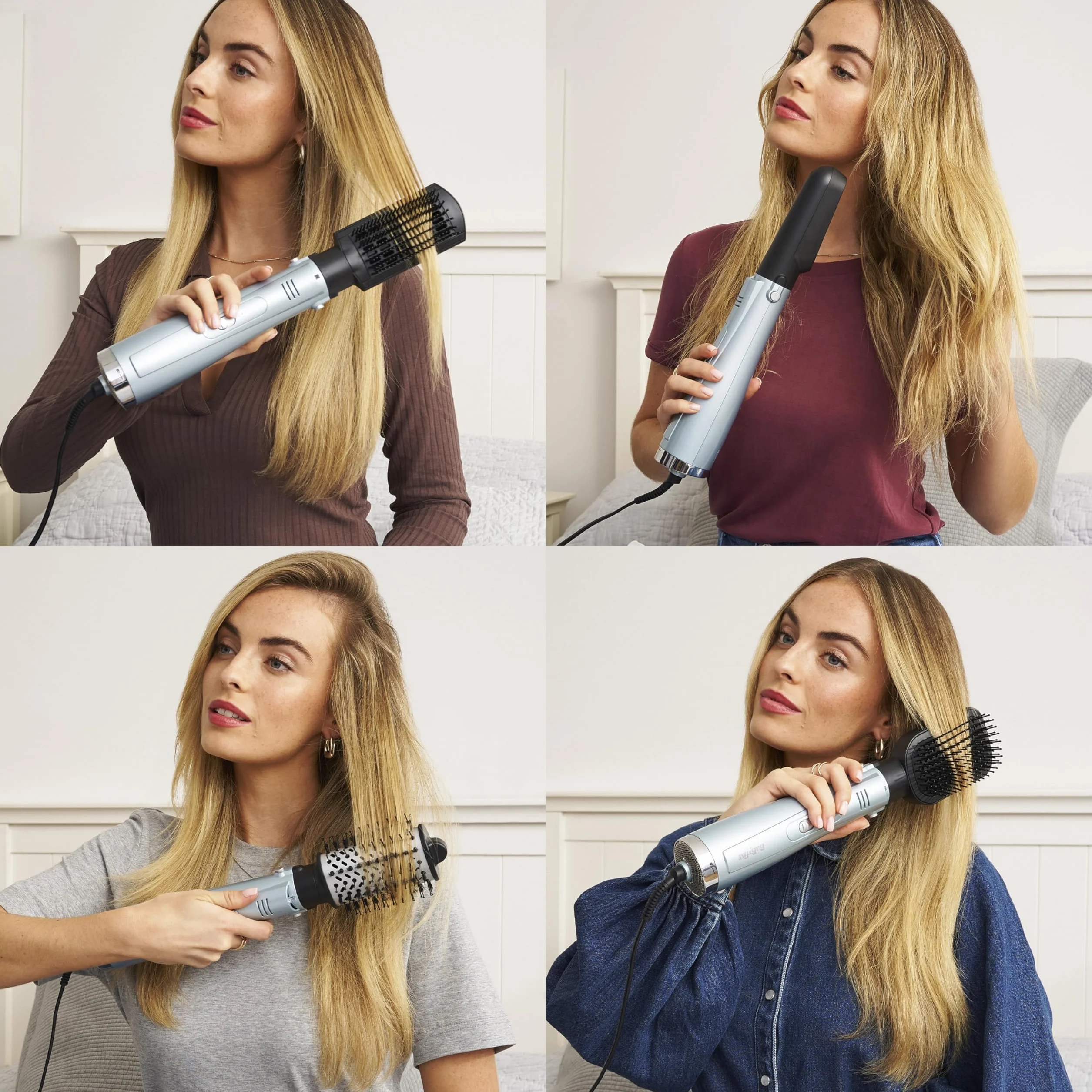 BaByliss Hydro-Fusion 4 w 1 suszarka szczotka do włosów - 1000 W Anti-Frizz Air Styler, Suszenie, Gładkość, Objętość, Prostowanie w Jednym Kroku, Niebieski, AS774E