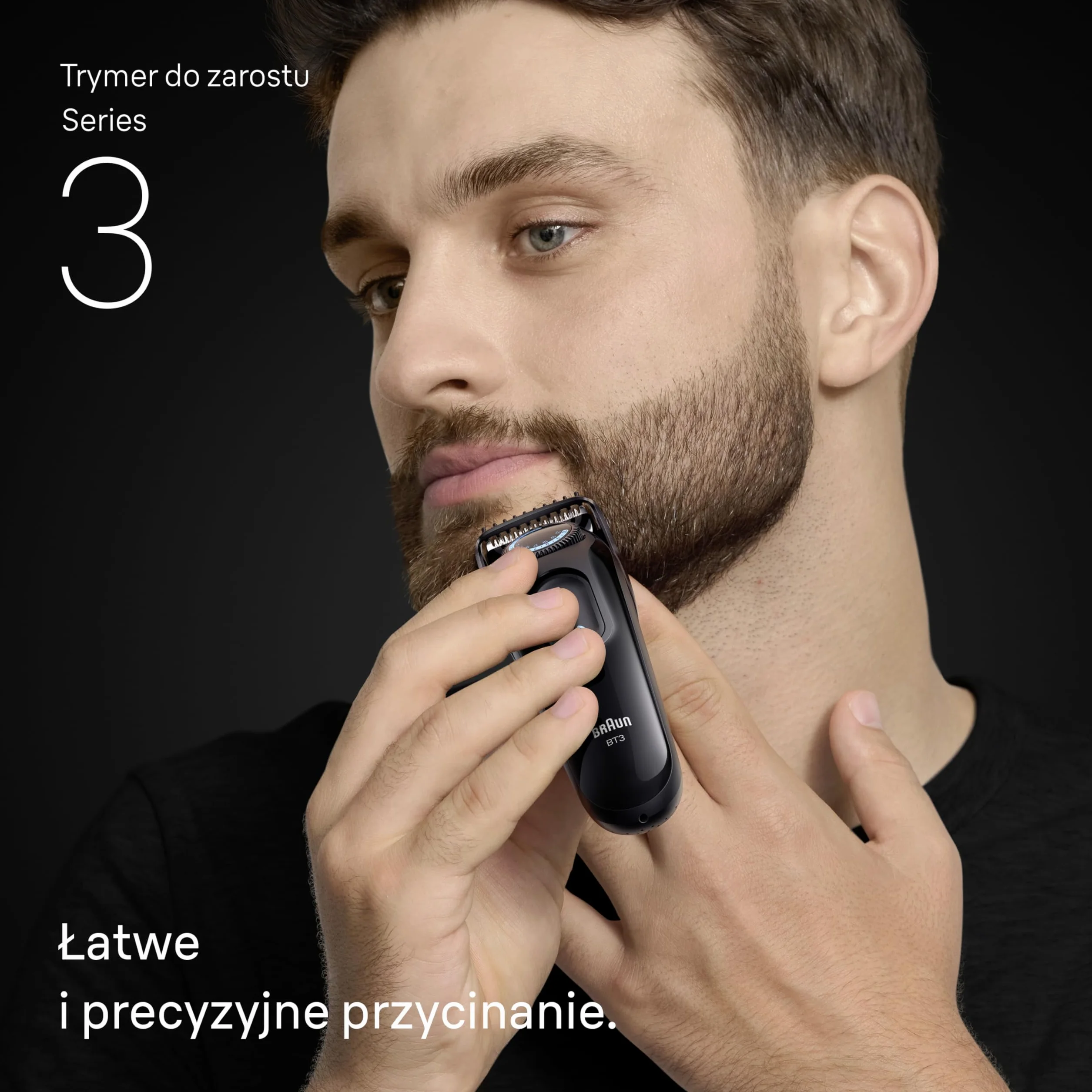 Braun Series 3 Trymer do zarostu BT3520, 40 ustawień długości, 50-minutowy czas działania, czarny/niebieski