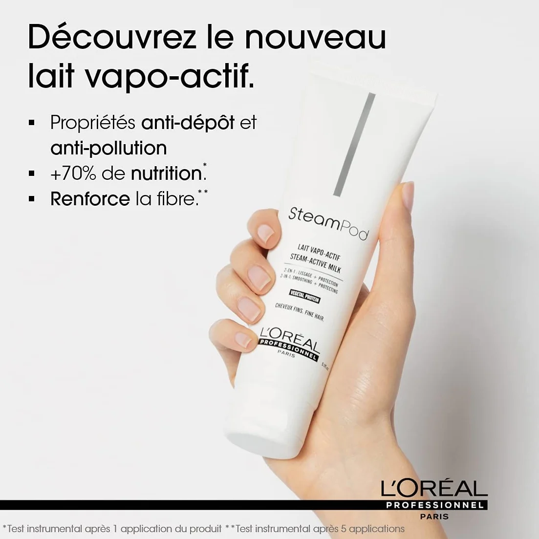 Steampod | Zestaw 3 aktywowanych mlek do prostowania włosów cienkich | wegańska formuła | Podwójne działanie : Wygładzanie i ochrona | 3 x 150 ml | L'Oréal Professionnel