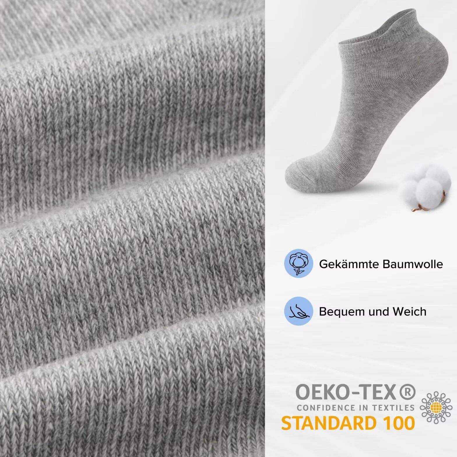 YouShow Skarpety do sneakersów dla mężczyzn i kobiet, 10 par, bawełna organiczna, krótkie skarpetki, skarpety do kostki, uniseks, jednolite, czarne, białe, szare