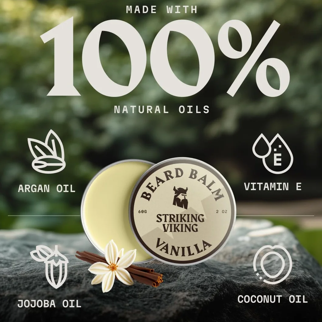 Balsam do brody dla mężczyzn - odżywka do brody bez spłukiwania z masłem shea, olejkami arganowymi i jojoba (wanilia (zestaw 2 szt.)