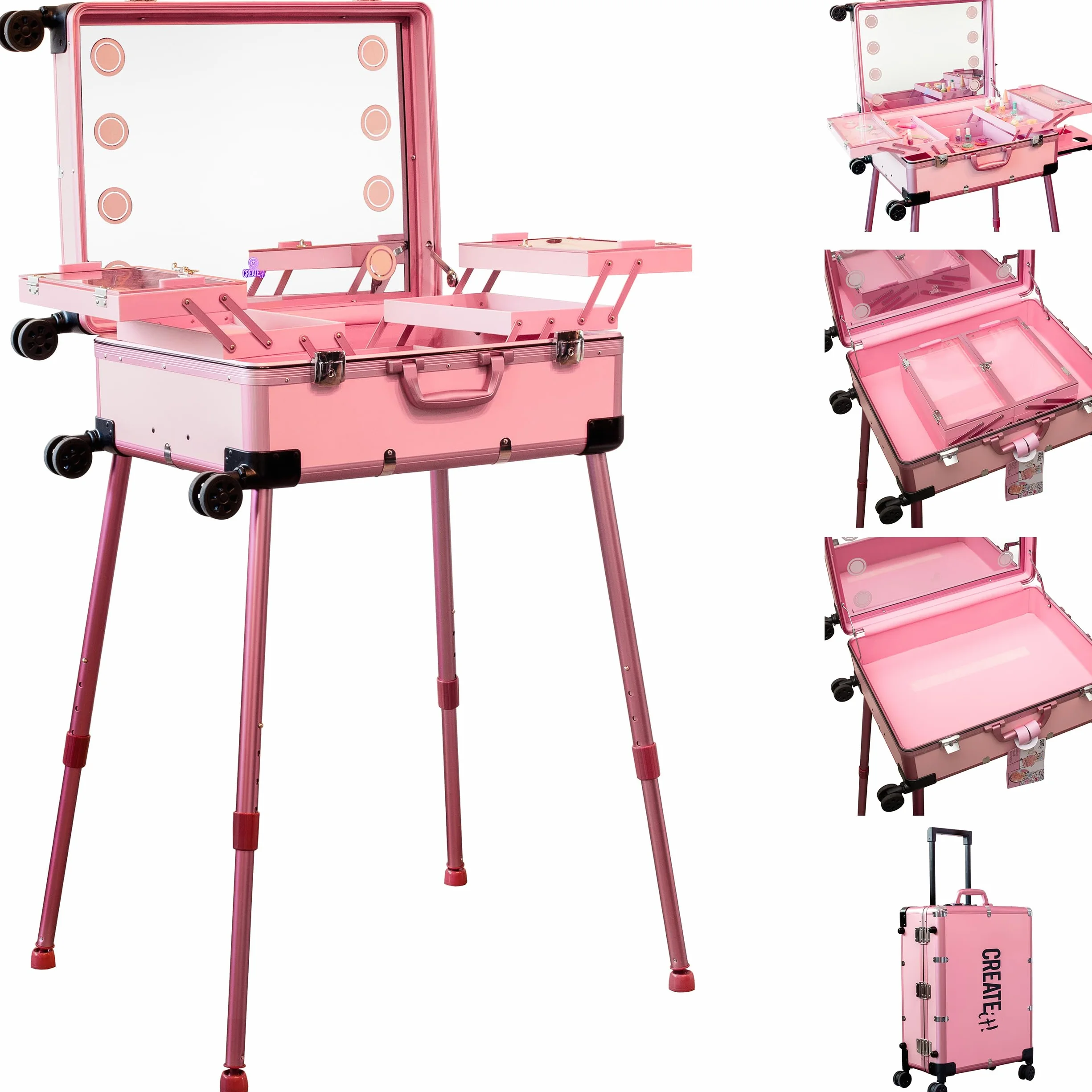 Create It! – 84536 - Makeup Artist Trolley, Rosa, Nowoczesny