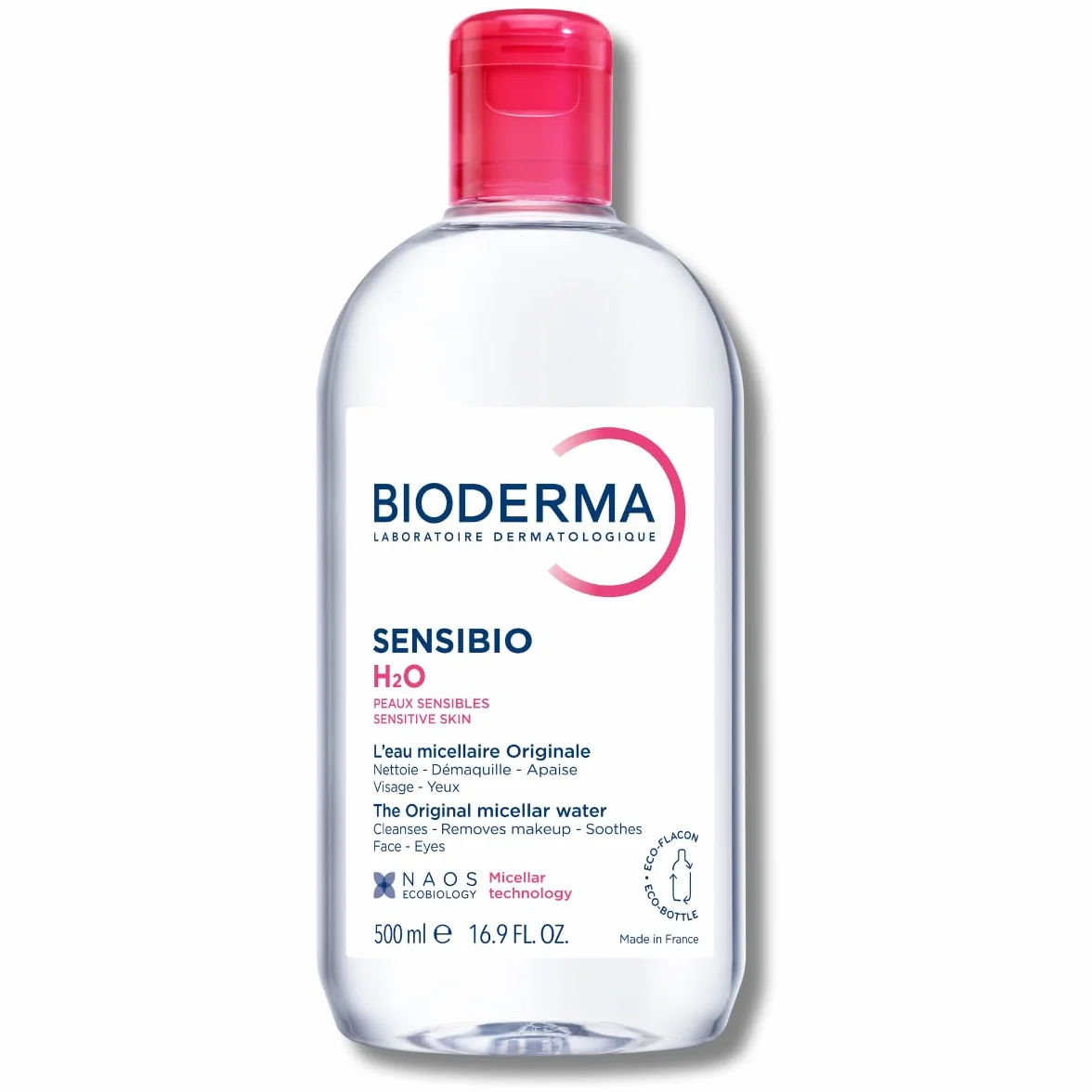 BIODERMA - Sensibio H2O Płyn micelarny do skóry wrażliwej, 500 ml - unisex, 1 opakowanie (1 x 500 ml)