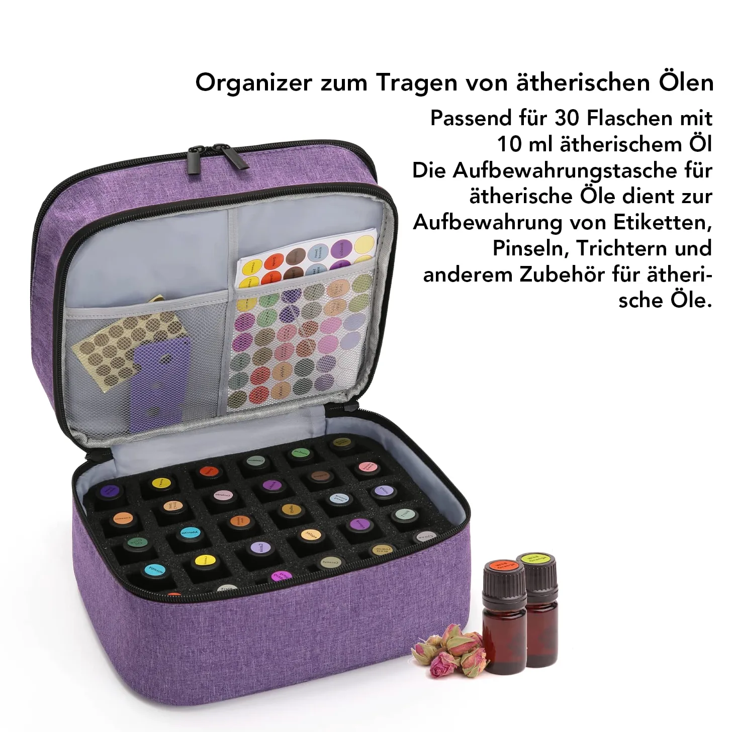 Torba na olejki eteryczne na 30 butelek (5 ml – 15 ml), dwuwarstwowy woreczek na olejki eteryczne, organizer do przechowywania w podróży, torba do przechowywania olejków eterycznych i