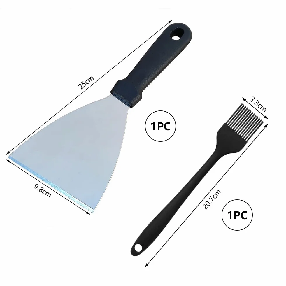 Szpatułka Plancha ze stali nierdzewnej, szpatułka do planchy, Naczynia Plancha, Akcesoria Plancha, szpatułka kuchenna, szpatułka ze stali nierdzewnej, szpatułka do pizzy, szpatułka kuchenna ze stali nierdzewnej, szpatułka plancha czyszcząca, 2 szt