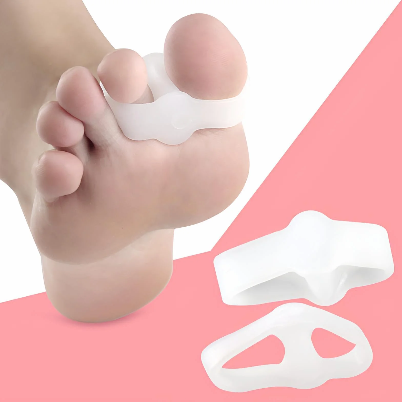 4 silikonowe separatory do palców Hallux Valgus, młotkórek, kurzyste oczy, duży palec + neb