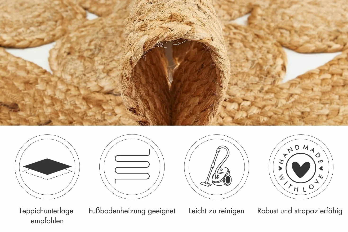 Luxor Living Okrągły dywan Balo w stylu boho, juta, do sypialni, ręcznie tkany produkt naturalny z naturalnych włókien roślinnych, 60 cm, okrągły, beżowy