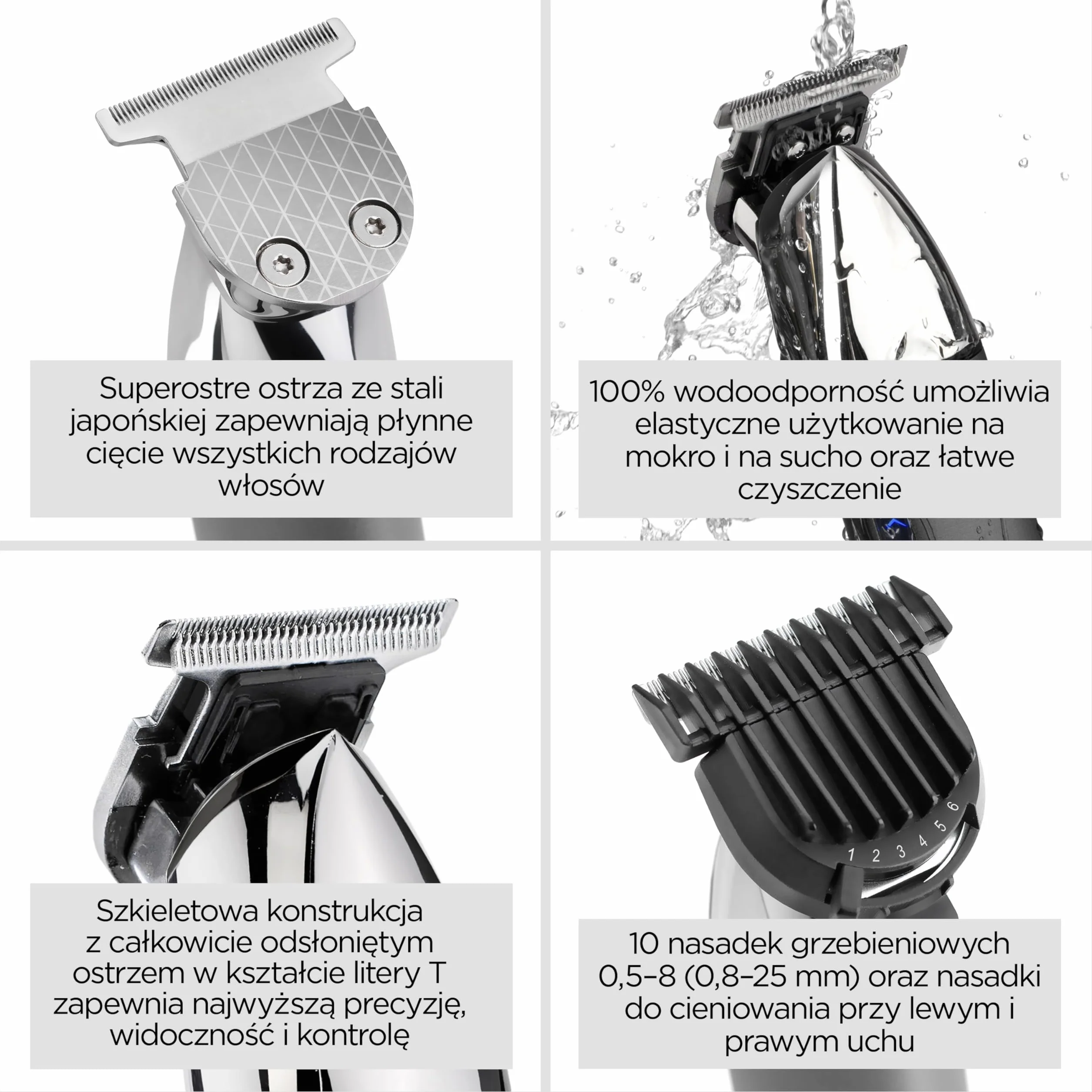 BaByliss Super‑X Trymer do Brody i Zarostu – Profesjonalne narzędzie z japońskim stalowym ostrzem T skeleton, wyświetlacz cyfrowy, bateria litowo‑jonowa, 5 h pracy bezprzewodowej, wodoodporny, T996E