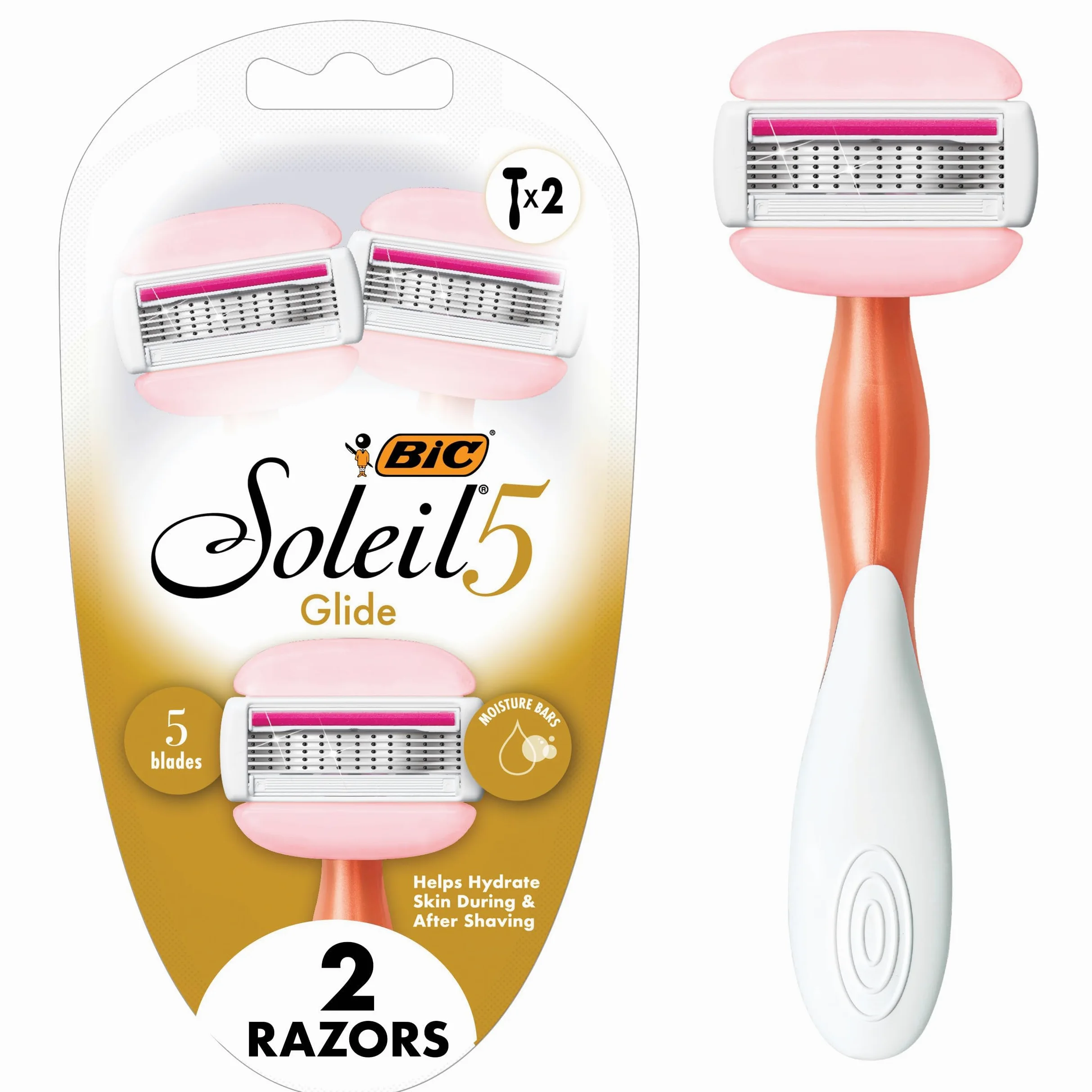 Bic Soleil Balance Razor For Women - Moisture Bars With Shea Butter - 2 Count Razors Per Package - Pack of 2 Packages