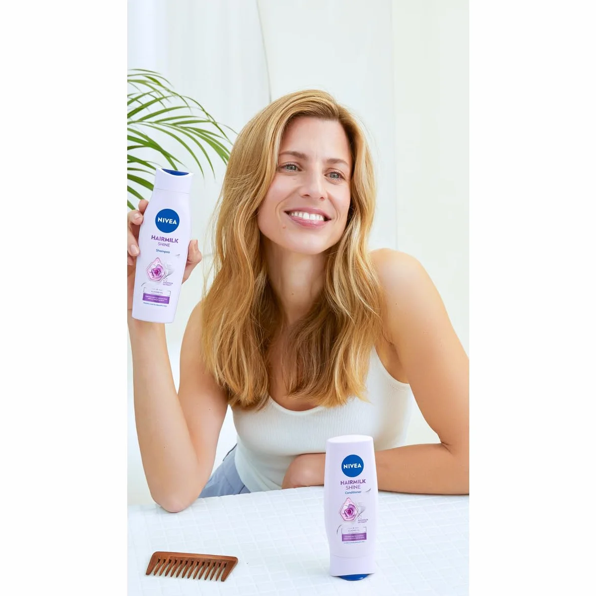 NIVEA Hairmilk Shine Ochronny szampon do włosów dla naturalnego połysku z olejkiem migdałowym 400 ml