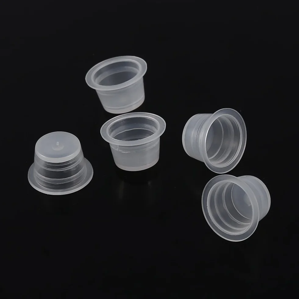 Tatuaż tusz czapki, tusz do tatuażu Cap kubek Pot średni duży plastikowy pigment do tatuażu kubek do tatuażu makijaż permanentny pojemnik Cap tusz do tatuażu materiały do ​​tatuażu 100 sztuk(M)