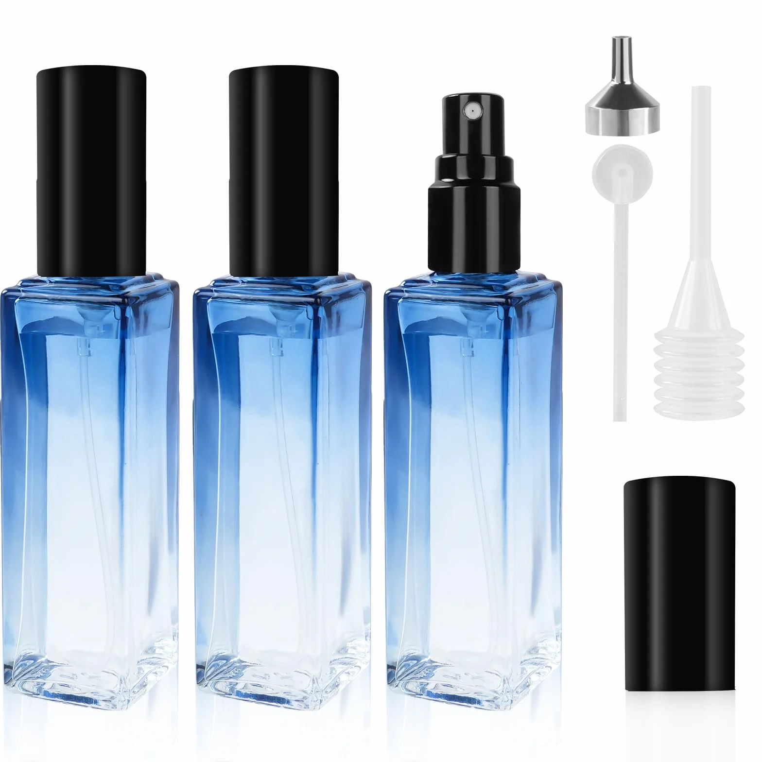 LOPHE Kwadratowa butelka z pompką, 20 ml, rozpylacz o zapachu podróży, wielokrotnego użytku, atomizer do pracy, na wakacje