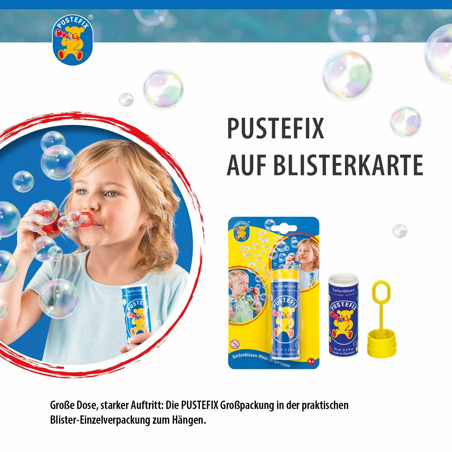 PUSTEFIX 420869360 bańki mydlane duże opakowanie 70 ml kolorowe bańki na wesele, urodziny dziecka, do urzędu stanu cywilnego, na wieczór panieński, duże bańki mydlane dla dzieci i dorosłych, 1 puszka