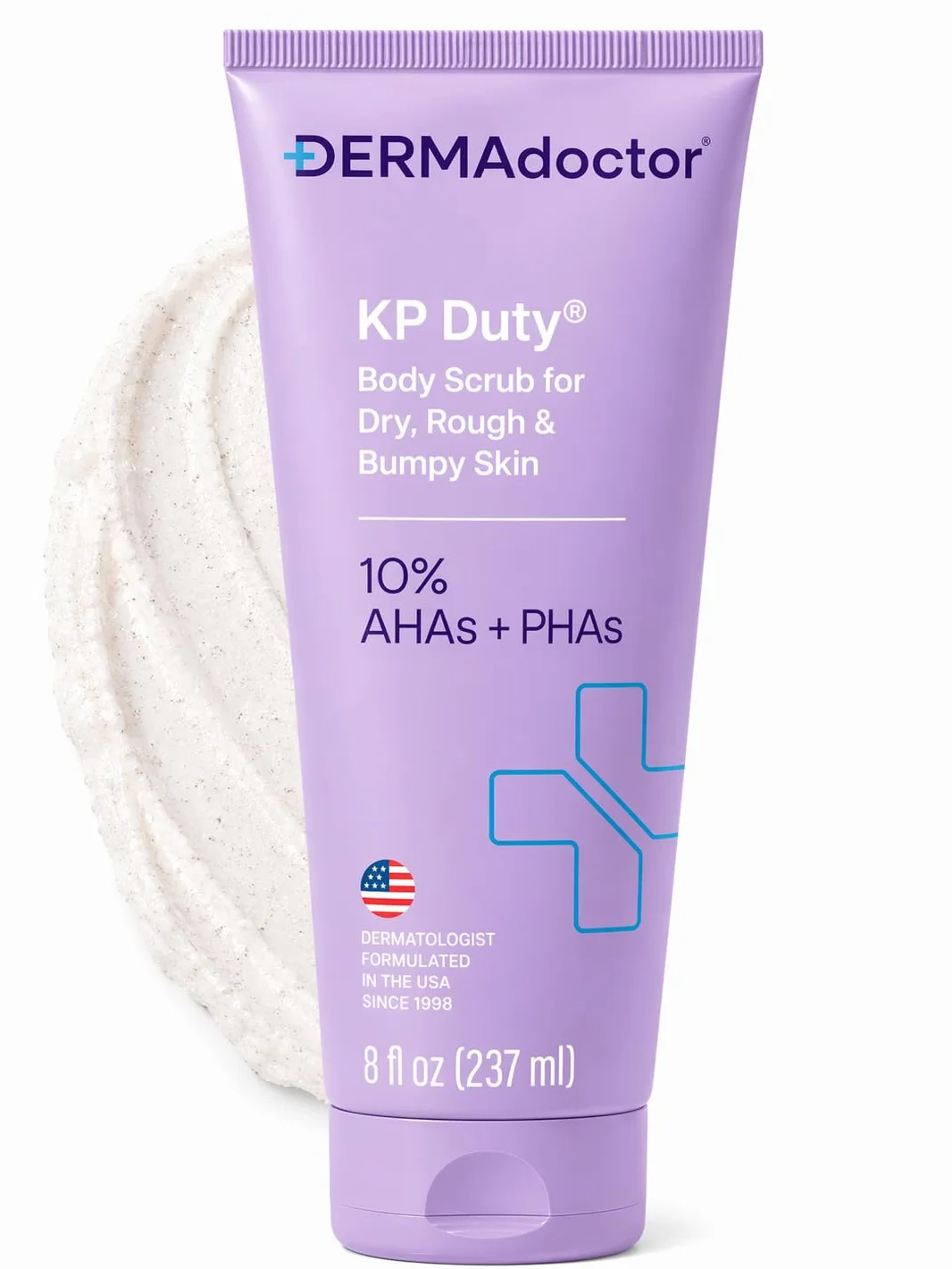 DERMAdoctor KP Duty Body Scrub opracowany dermatologicznie peeling do keratozy Pilaris i suchej, szorstkiej, wyboistej skóry z 10% AHA + PHA (237 ml)