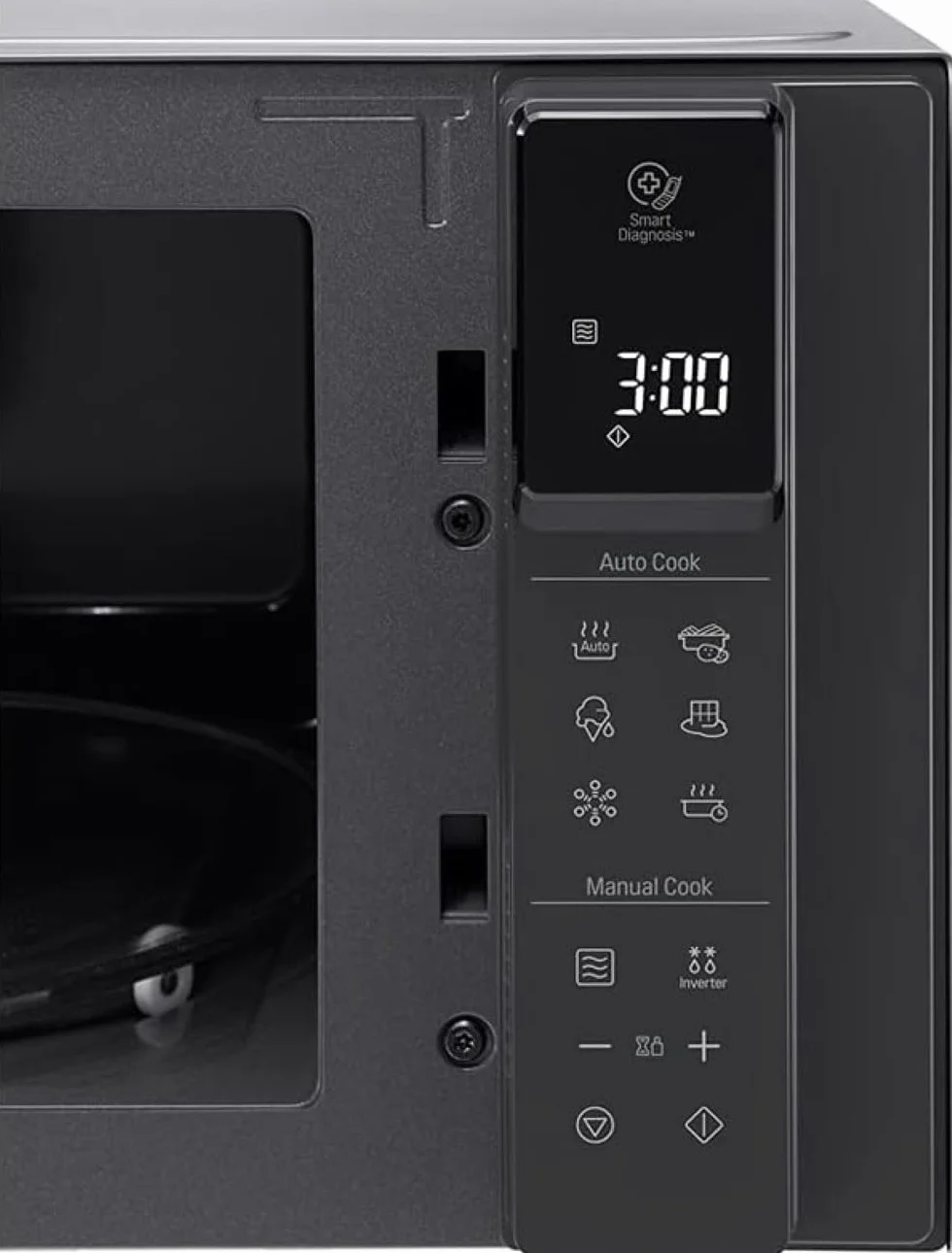 LG MS2595CIS kuchenka mikrofalowa z technologią Smart Inverter, pojemność 25 l, 1000 W, automatyczne programy, regulowane poziomy mocy i funkcja EasyClean, srebrna